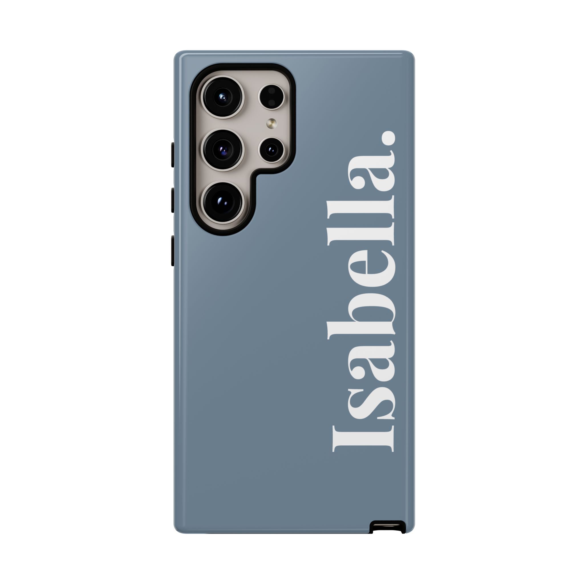 DUSTY BLUE BOLD NAME – Personalisierte Handyhülle mit Dual-Layer-Schutz