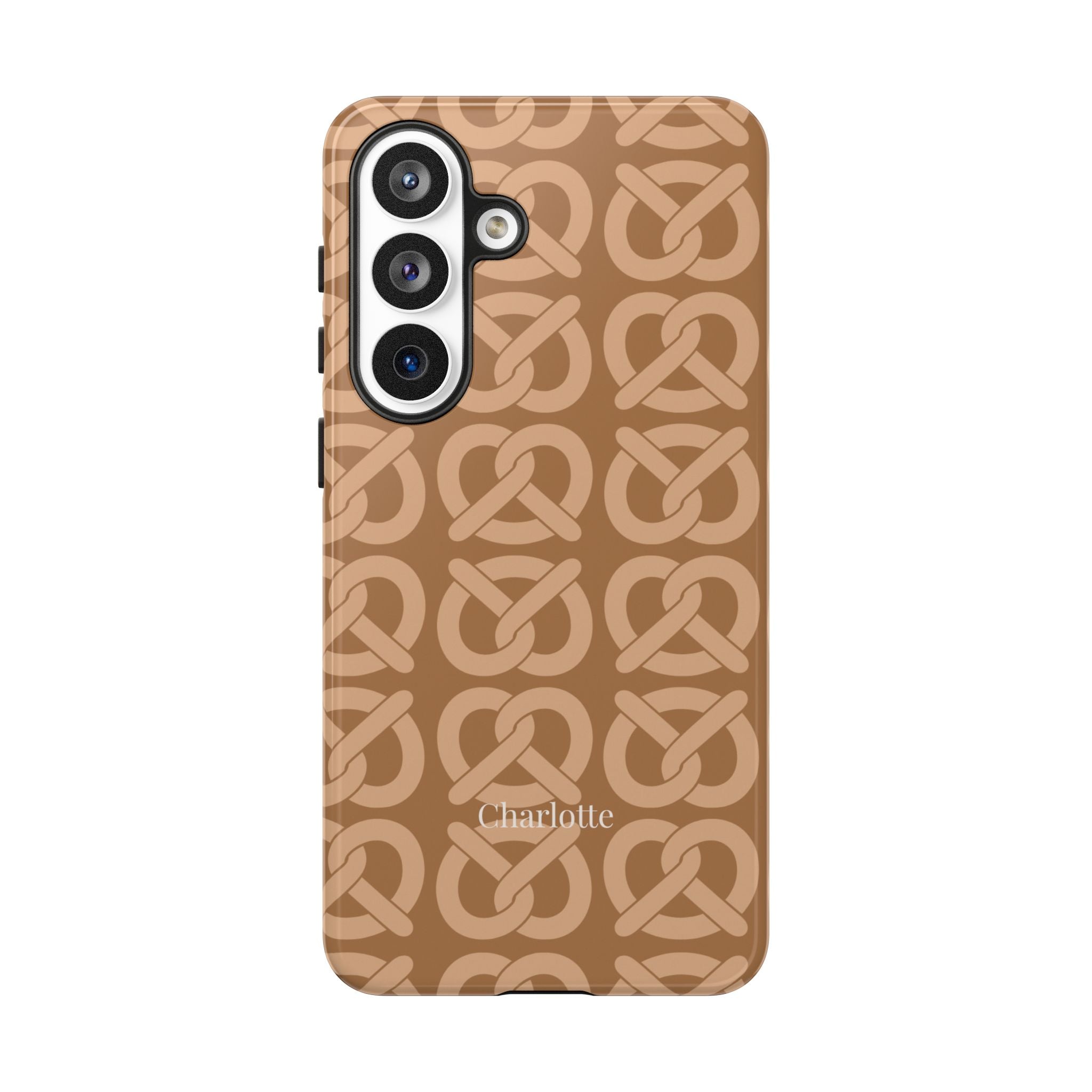 BREZN MONOGRAMM COGNAC – Personalisierte Handyhülle mit Dual-Layer-Schutz