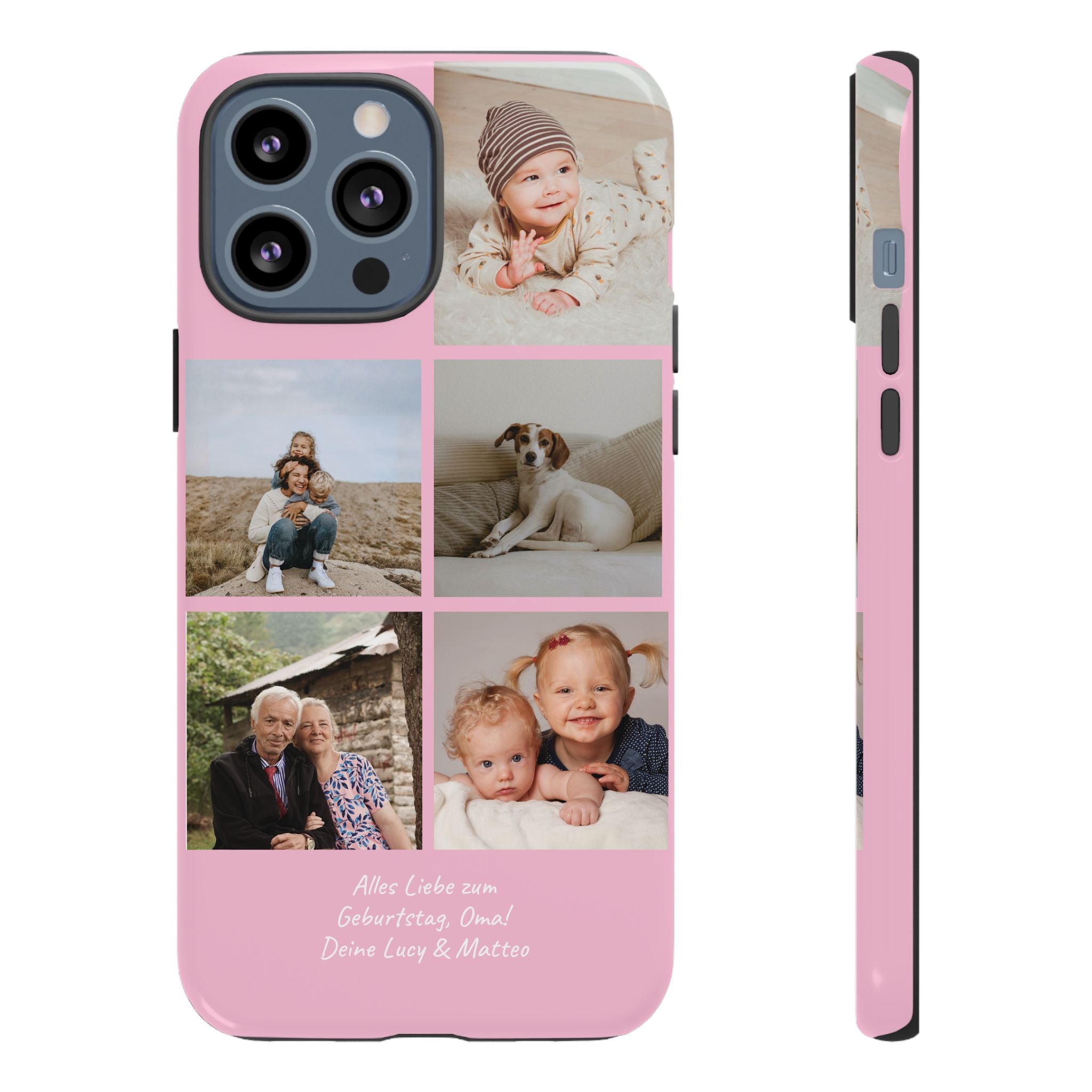 PINK PHOTO COLLAGE – Personalisierte Foto Handyhülle mit Dual-Layer-Schutz