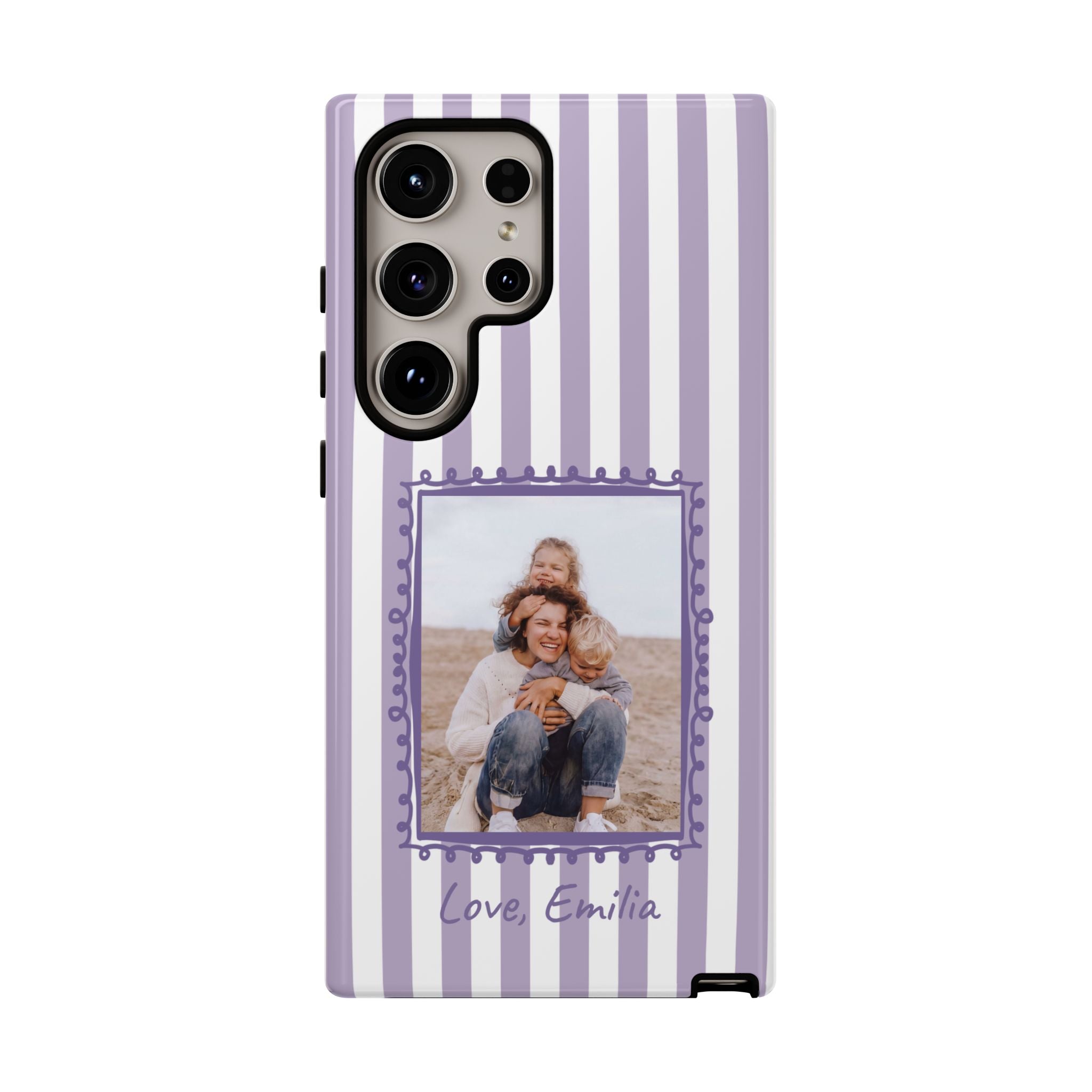 LAVENDER STRIPES PHOTO FRAME – Personalisierte Foto Handyhülle mit Dual-Layer-Schutz