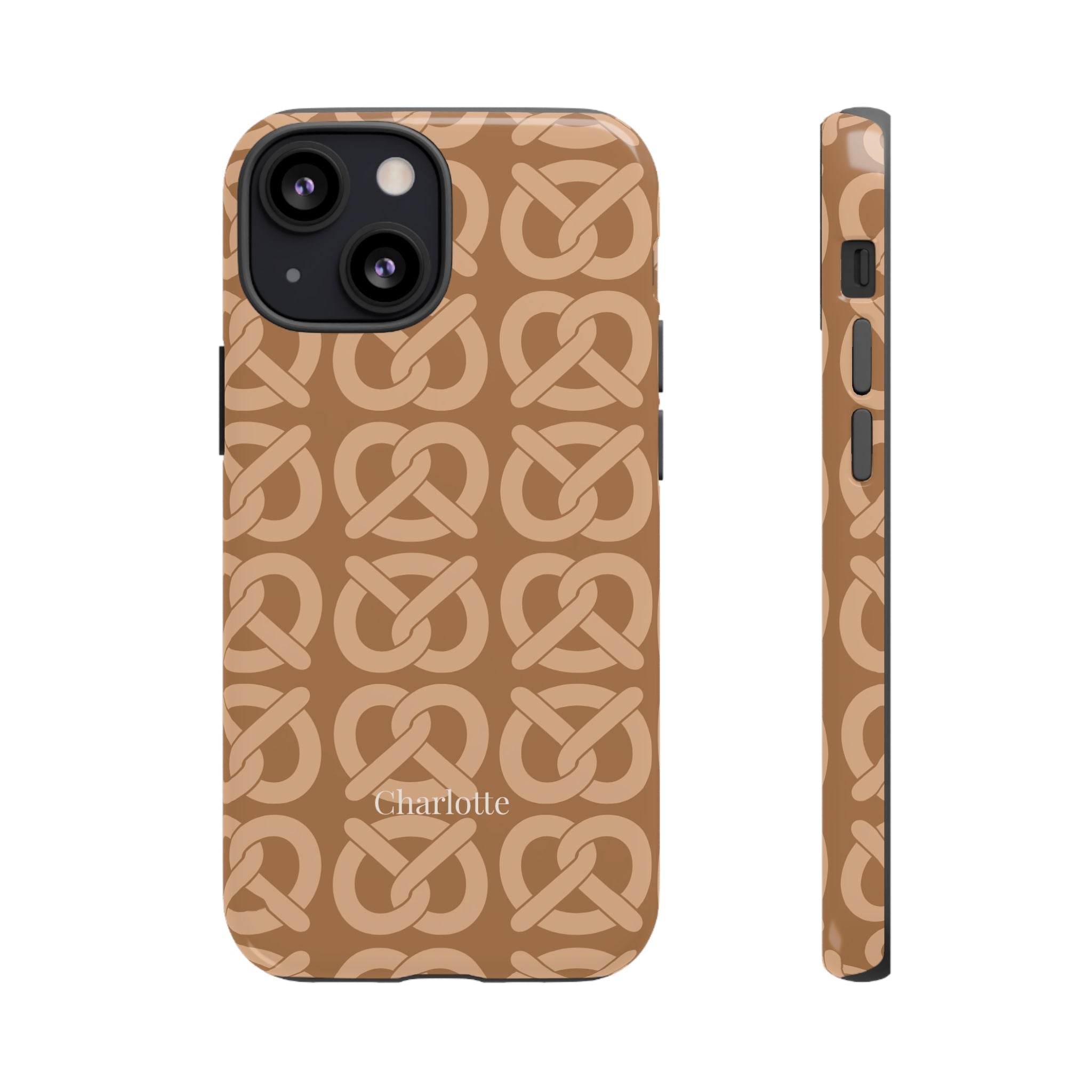 BREZN MONOGRAMM COGNAC – Personalisierte Handyhülle mit Dual-Layer-Schutz