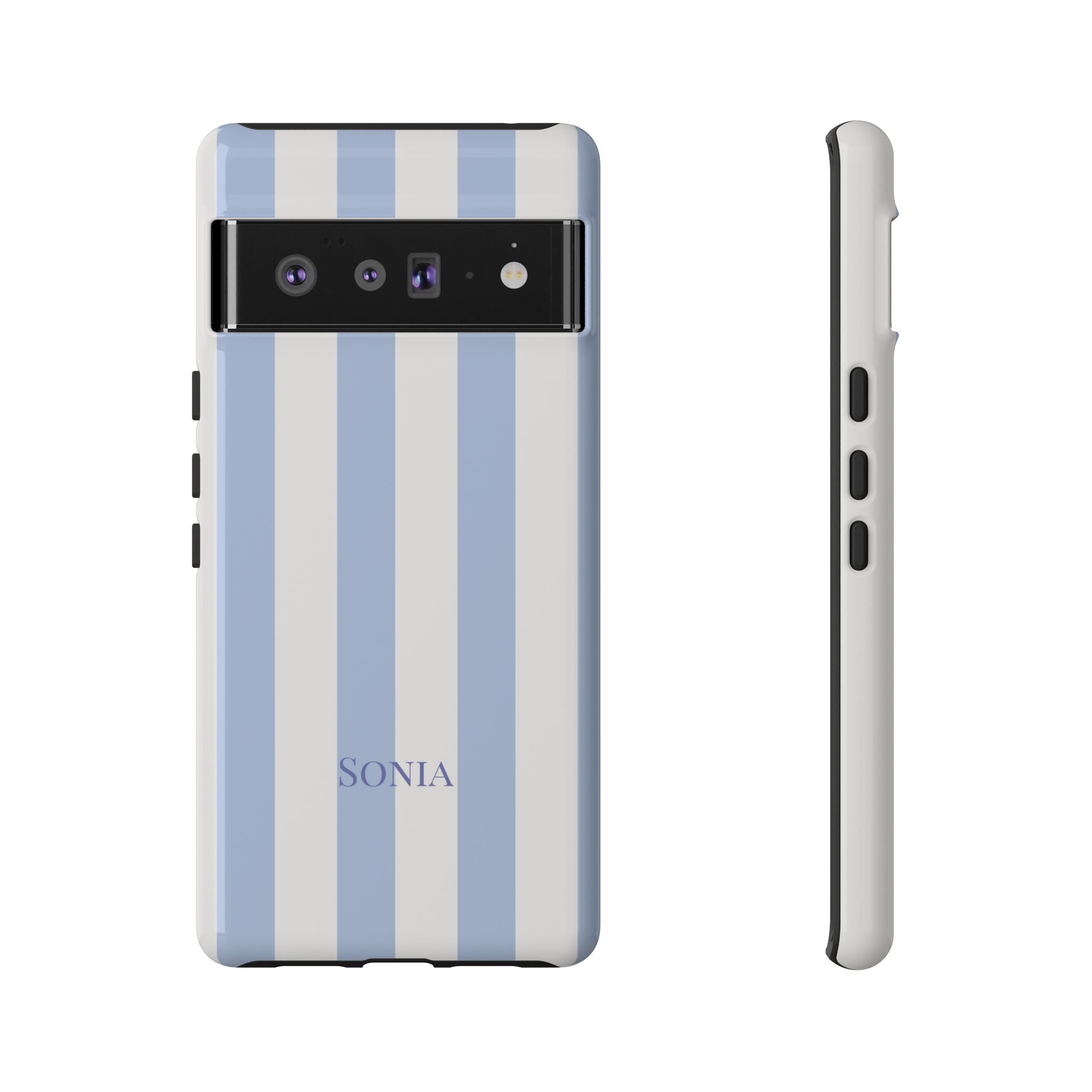 LIGHT BLUE STRIPES – Personalisierte Handyhülle mit Dual-Layer-Schutz