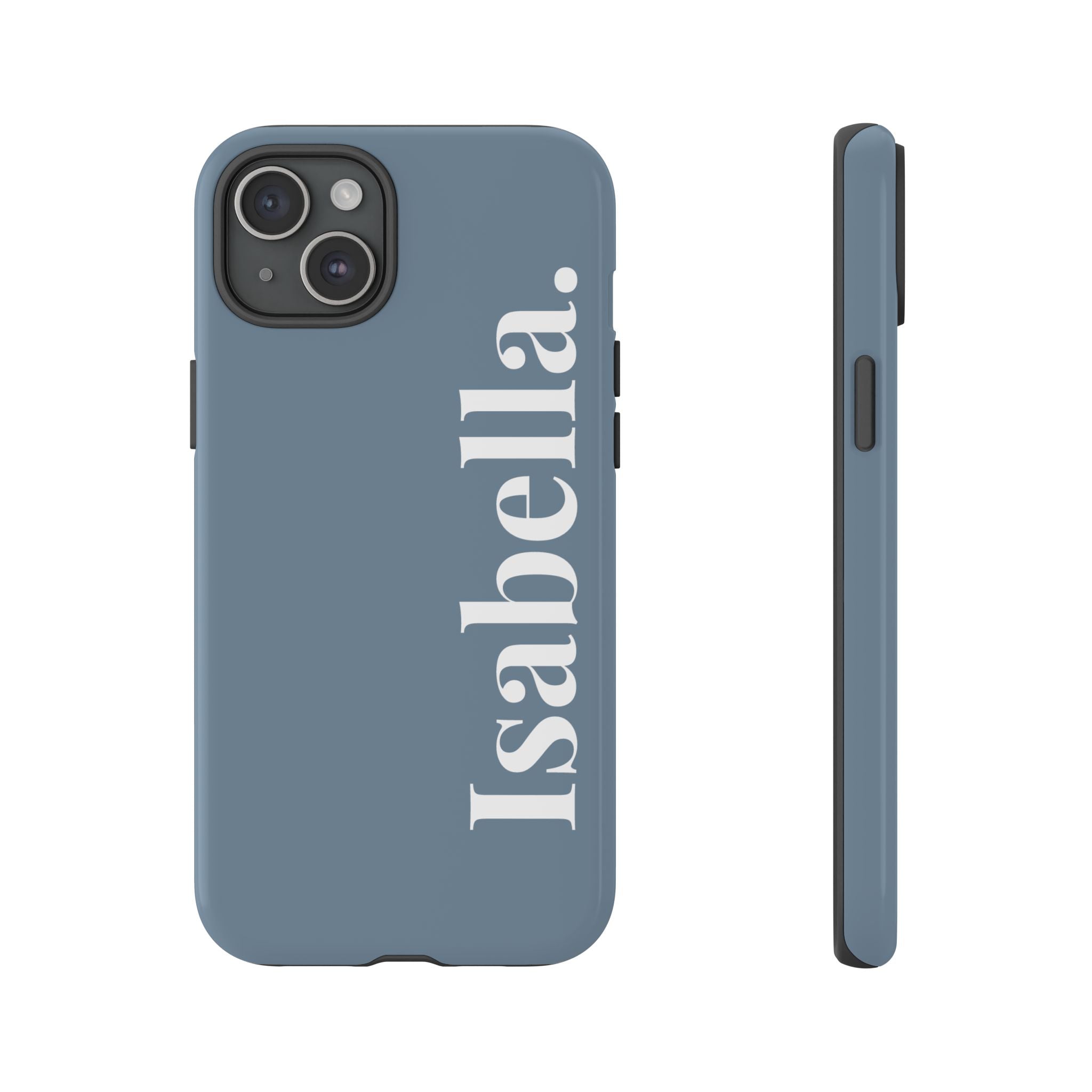 DUSTY BLUE BOLD NAME – Personalisierte Handyhülle mit Dual-Layer-Schutz