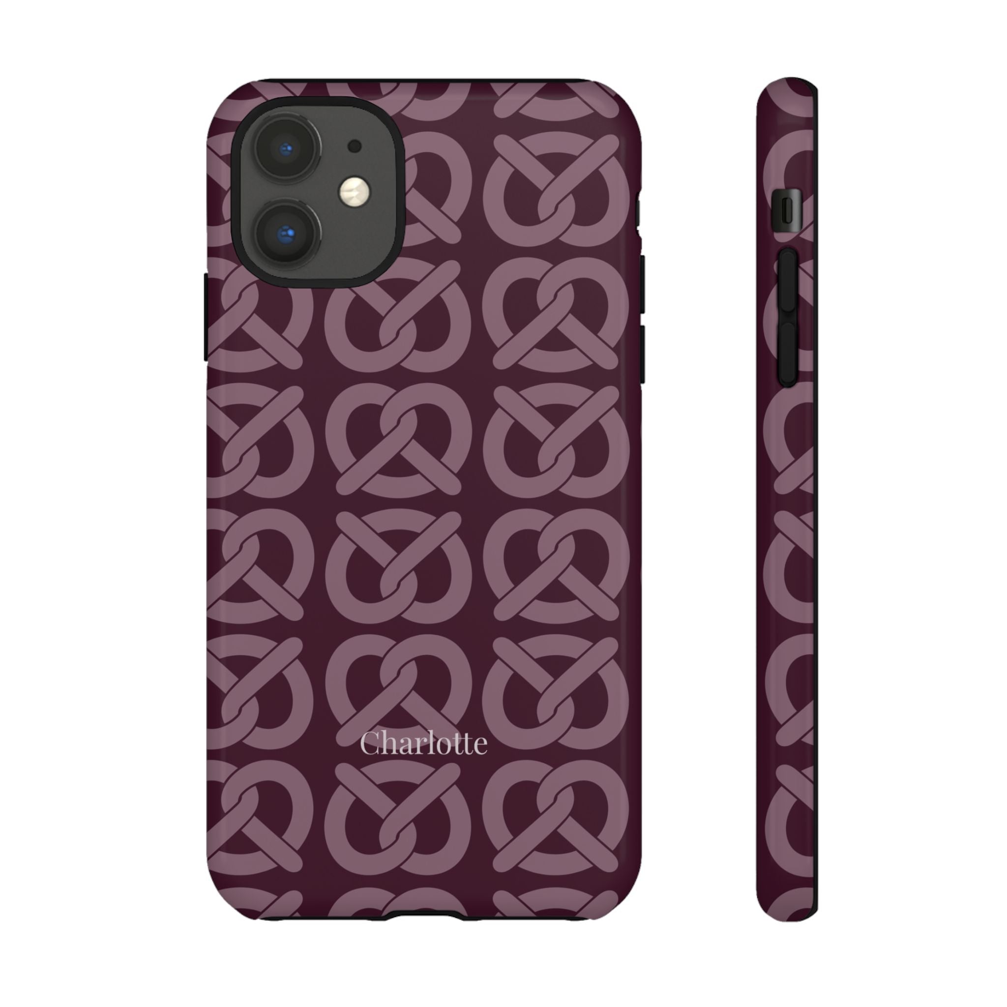 BREZN MONOGRAMM AUBERGINE – Personalisierte Handyhülle mit Dual-Layer-Schutz