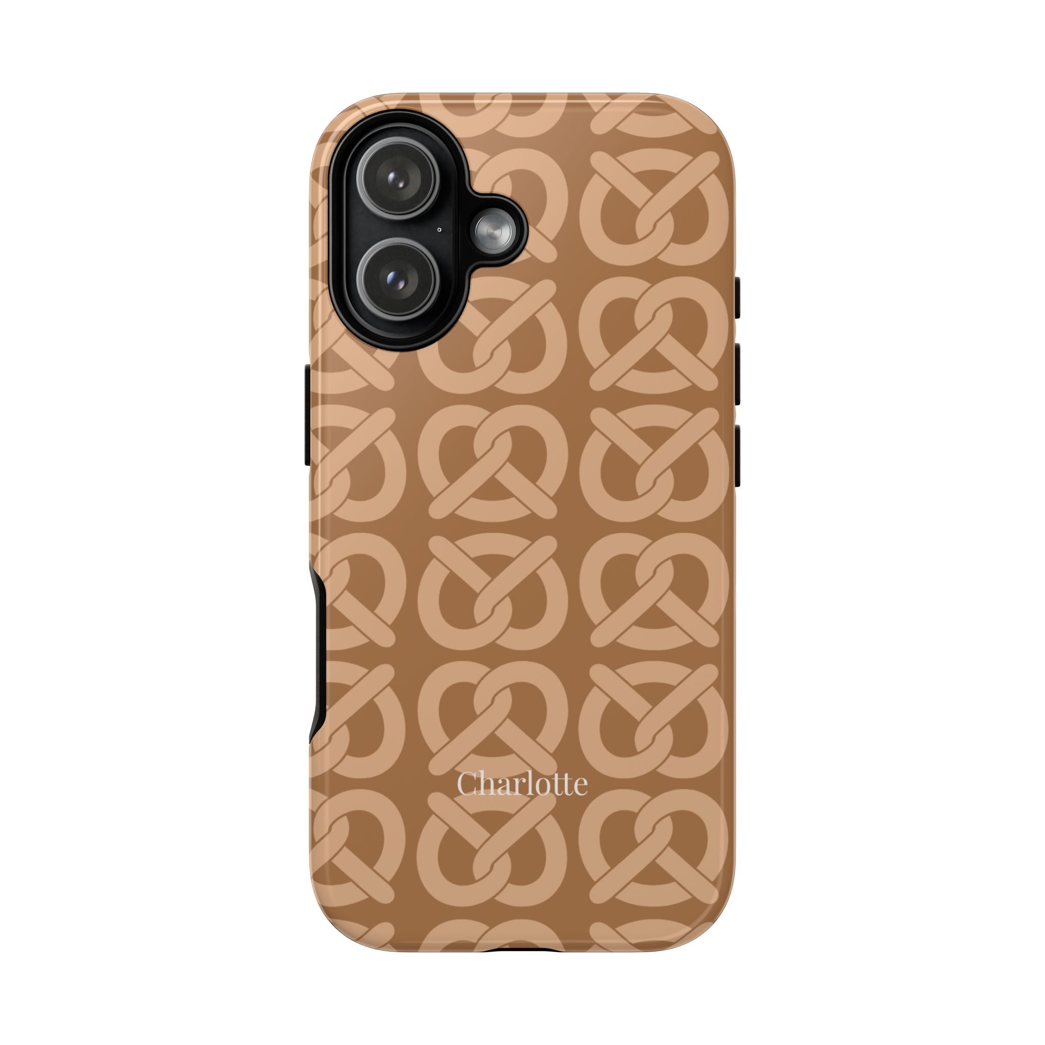 BREZN MONOGRAMM COGNAC – Personalisierte Handyhülle mit Dual-Layer-Schutz