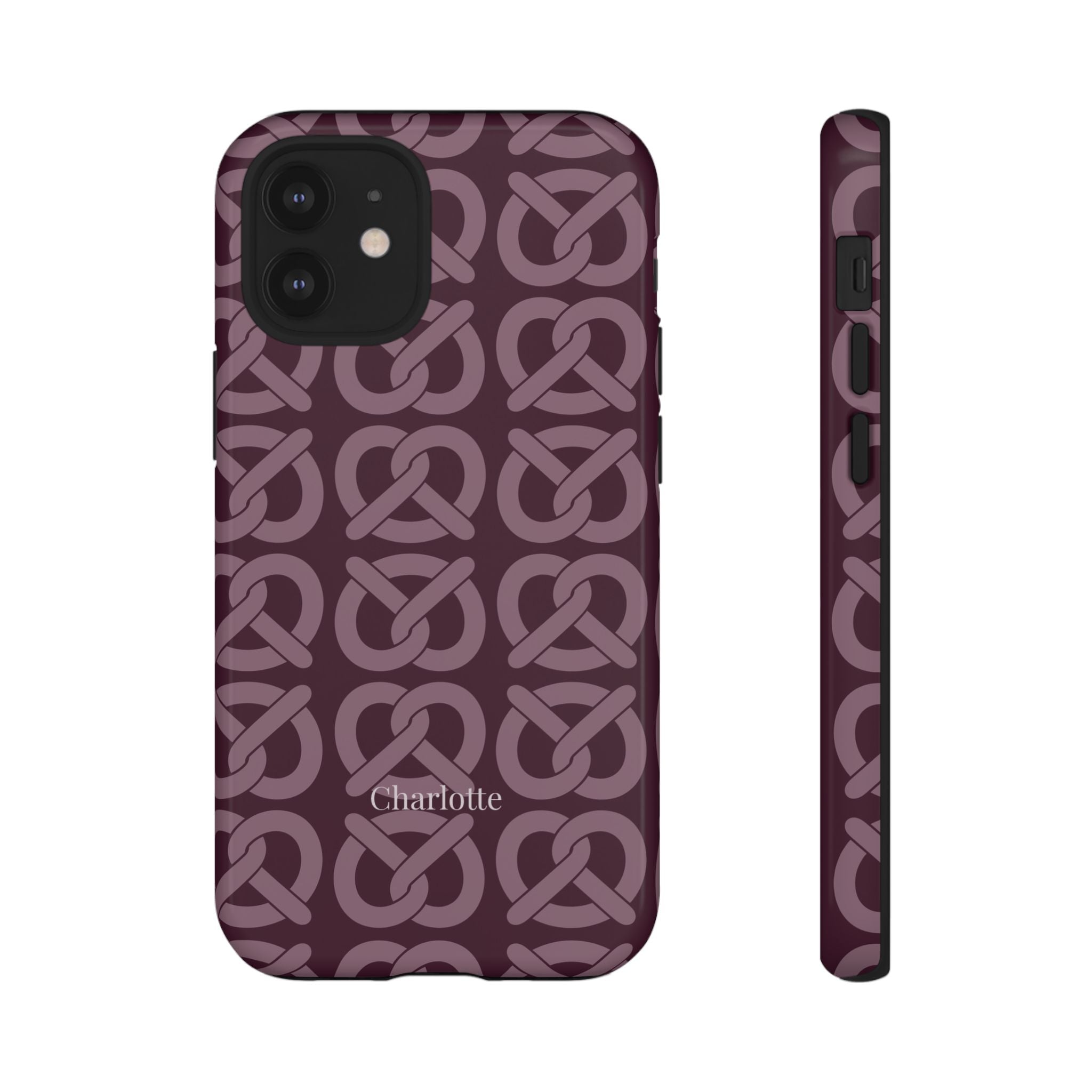 BREZN MONOGRAMM AUBERGINE – Personalisierte Handyhülle mit Dual-Layer-Schutz