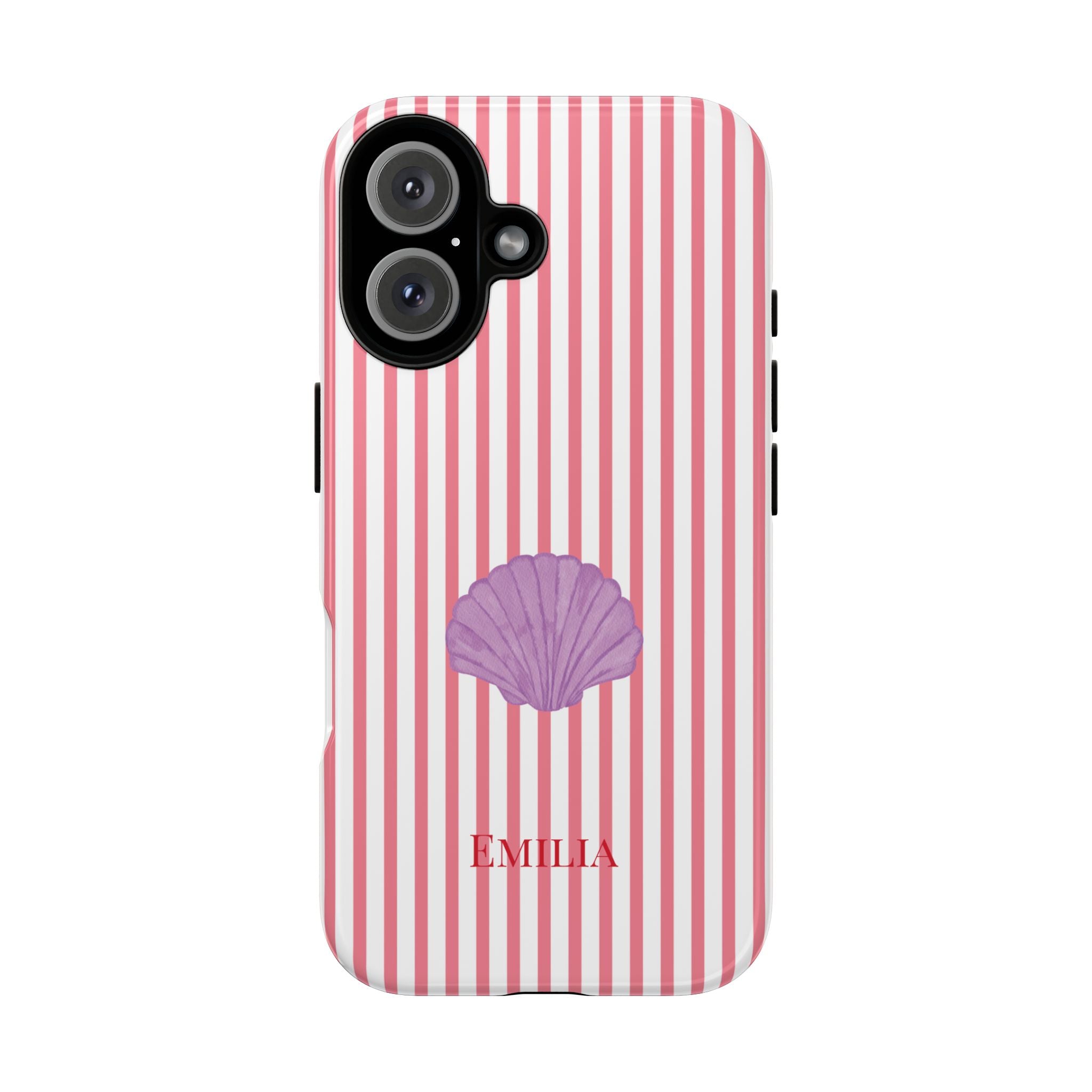 SHELL PINK STRIPES – Personalisierte Handyhülle mit Dual-Layer-Schutz