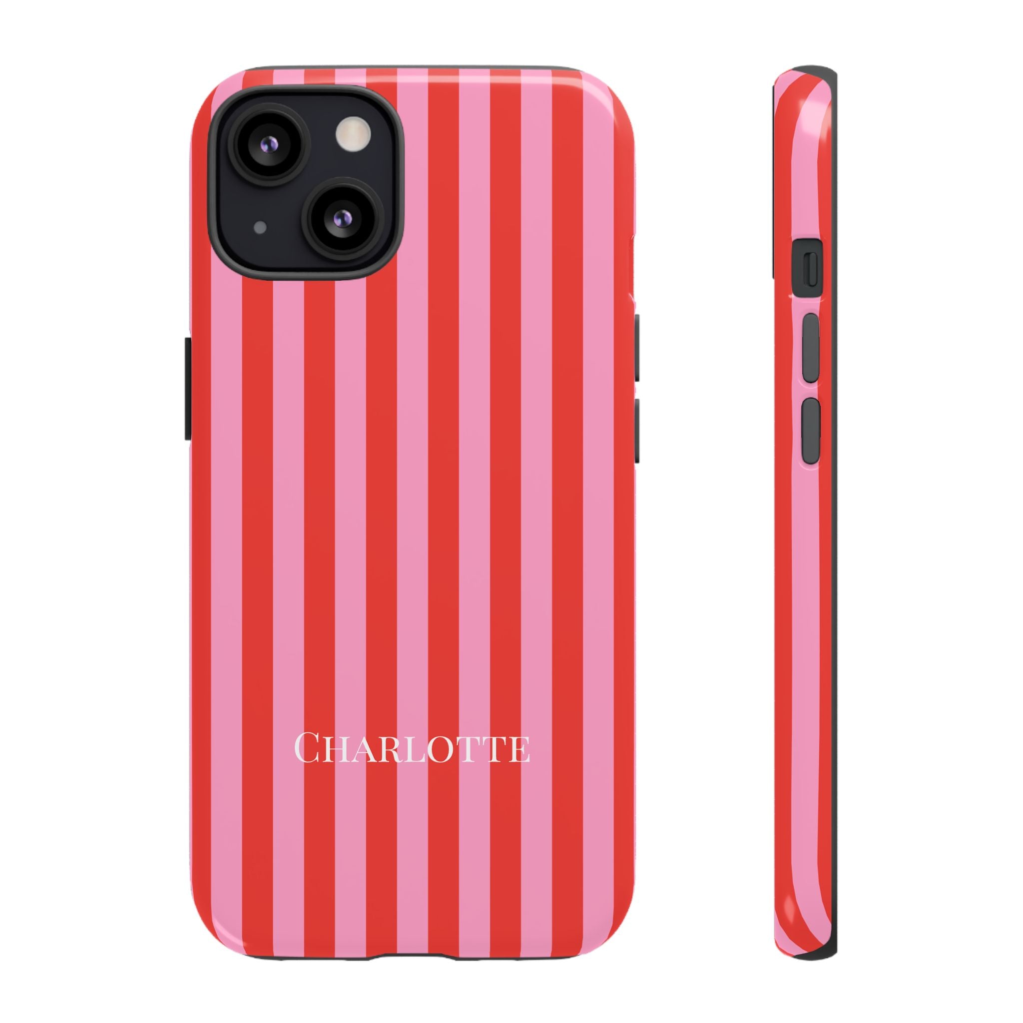 PINK STRIPES – Personalisierte Handyhülle mit Dual-Layer-Schutz