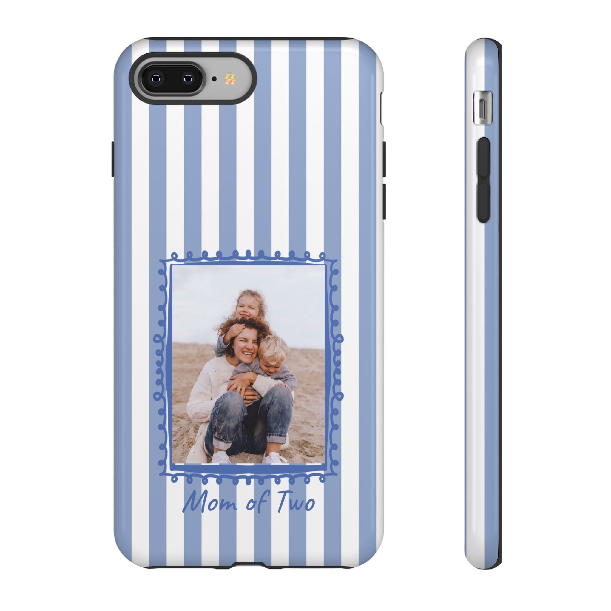 BLUE STRIPES PHOTO FRAME – Personalisierte Foto Handyhülle mit Dual-Layer-Schutz