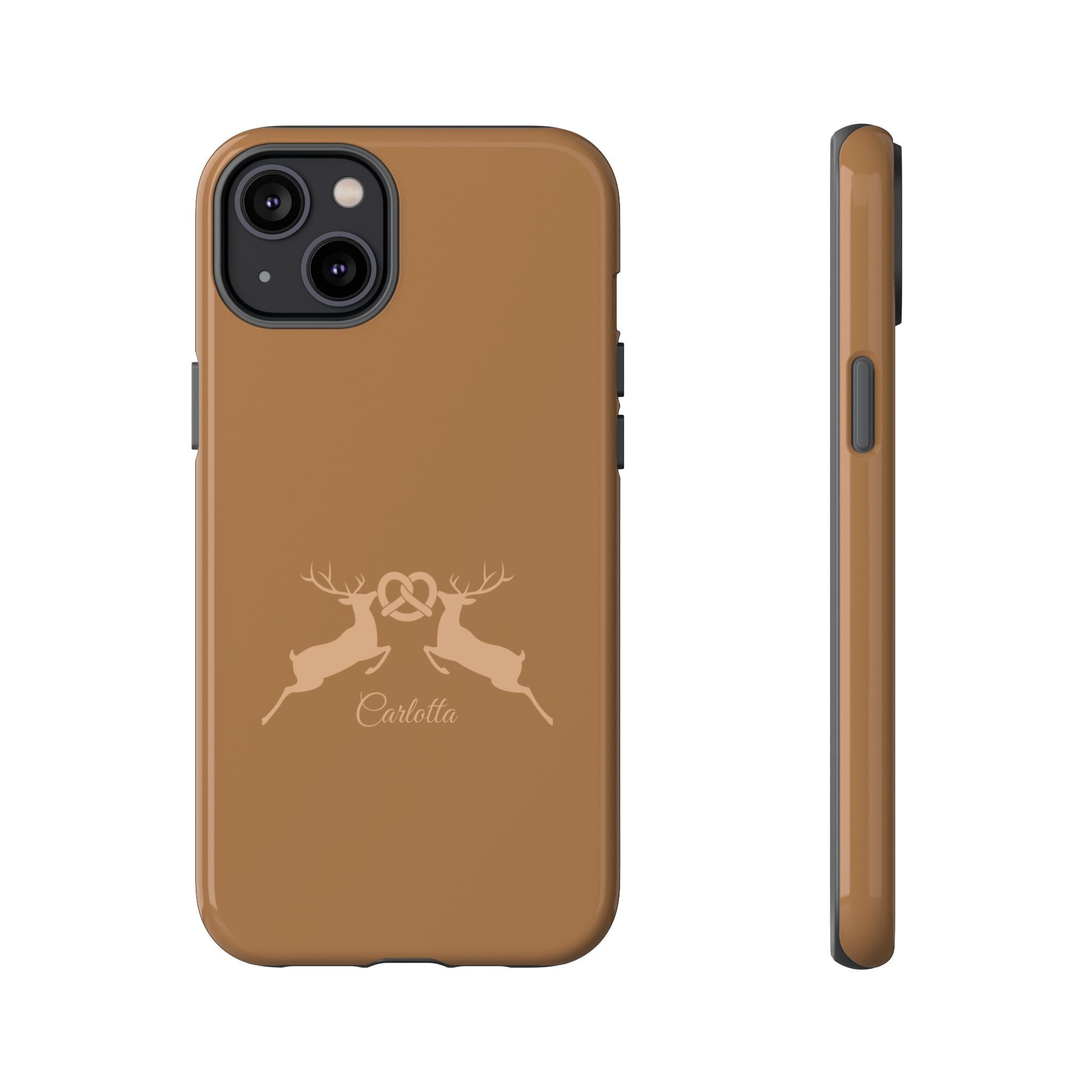 HIRSCH COGNAC– Personalisierte Handyhülle mit Dual-Layer-Schutz