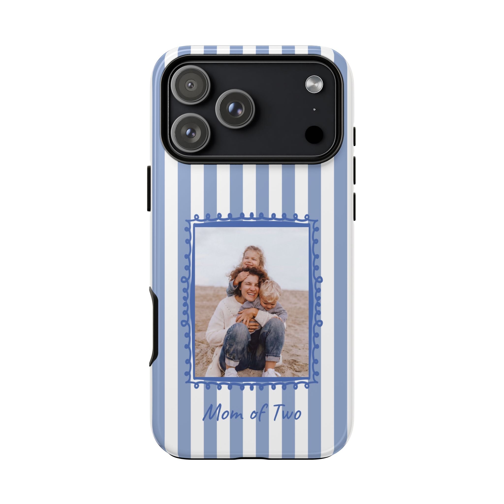 BLUE STRIPES PHOTO FRAME – Personalisierte Foto Handyhülle mit Dual-Layer-Schutz