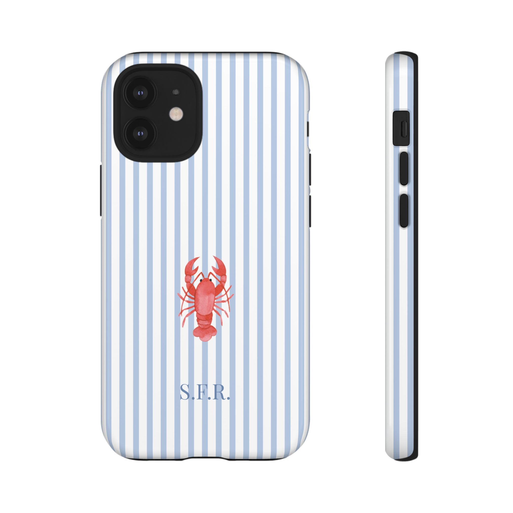 LOBSTER LIGHT BLUE STRIPES – Personalisierte Handyhülle mit Dual-Layer-Schutz