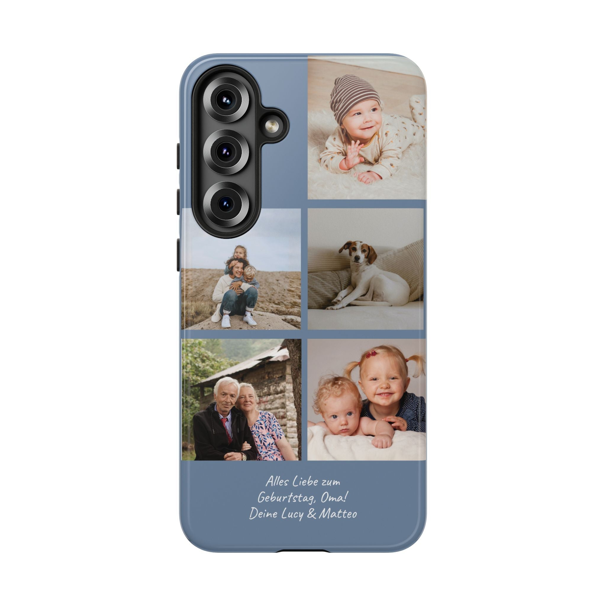 DUSTY BLUE COLLAGE – Personalisierte Foto Handyhülle mit Dual-Layer-Schutz
