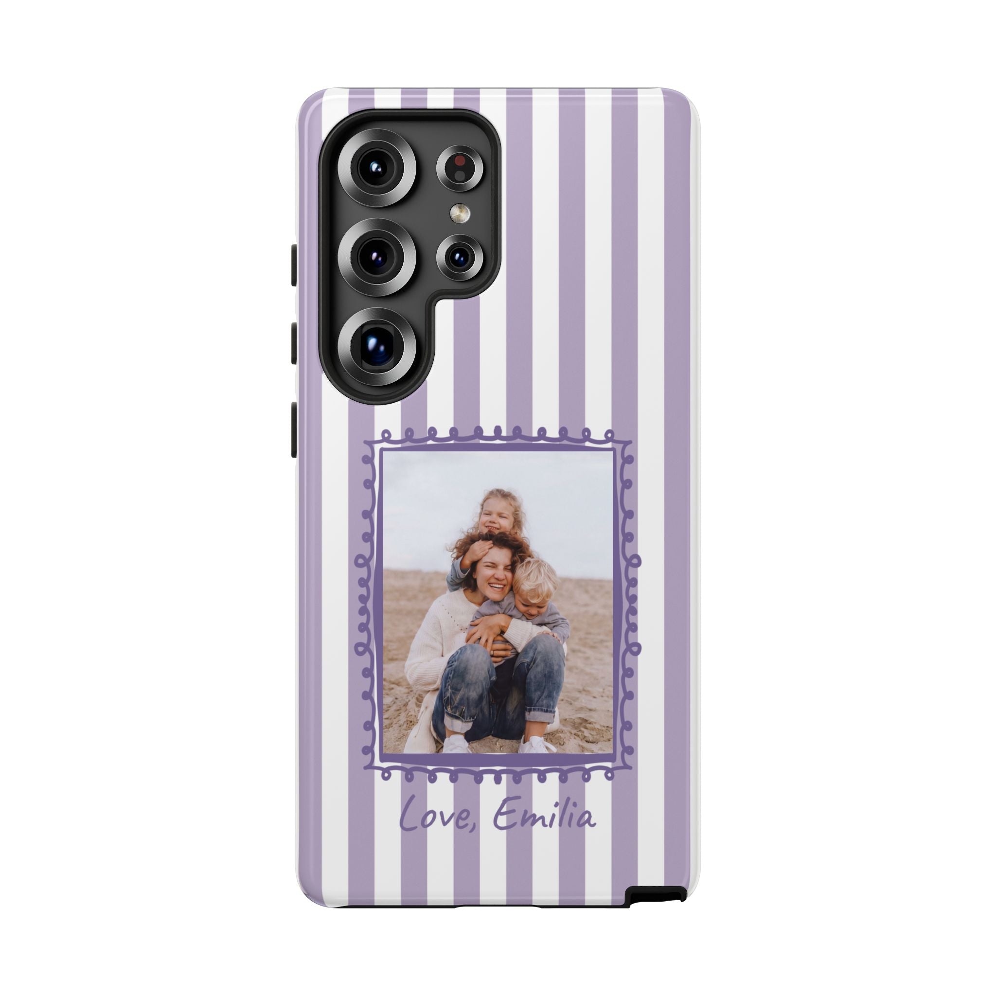 LAVENDER STRIPES PHOTO FRAME – Personalisierte Foto Handyhülle mit Dual-Layer-Schutz