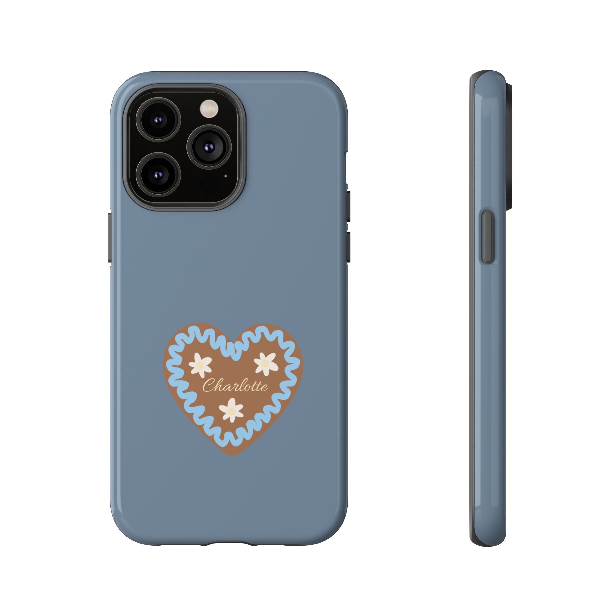 WIESNHERZ TAUBENBLAU – Personalisierte Handyhülle mit Dual-Layer-Schutz