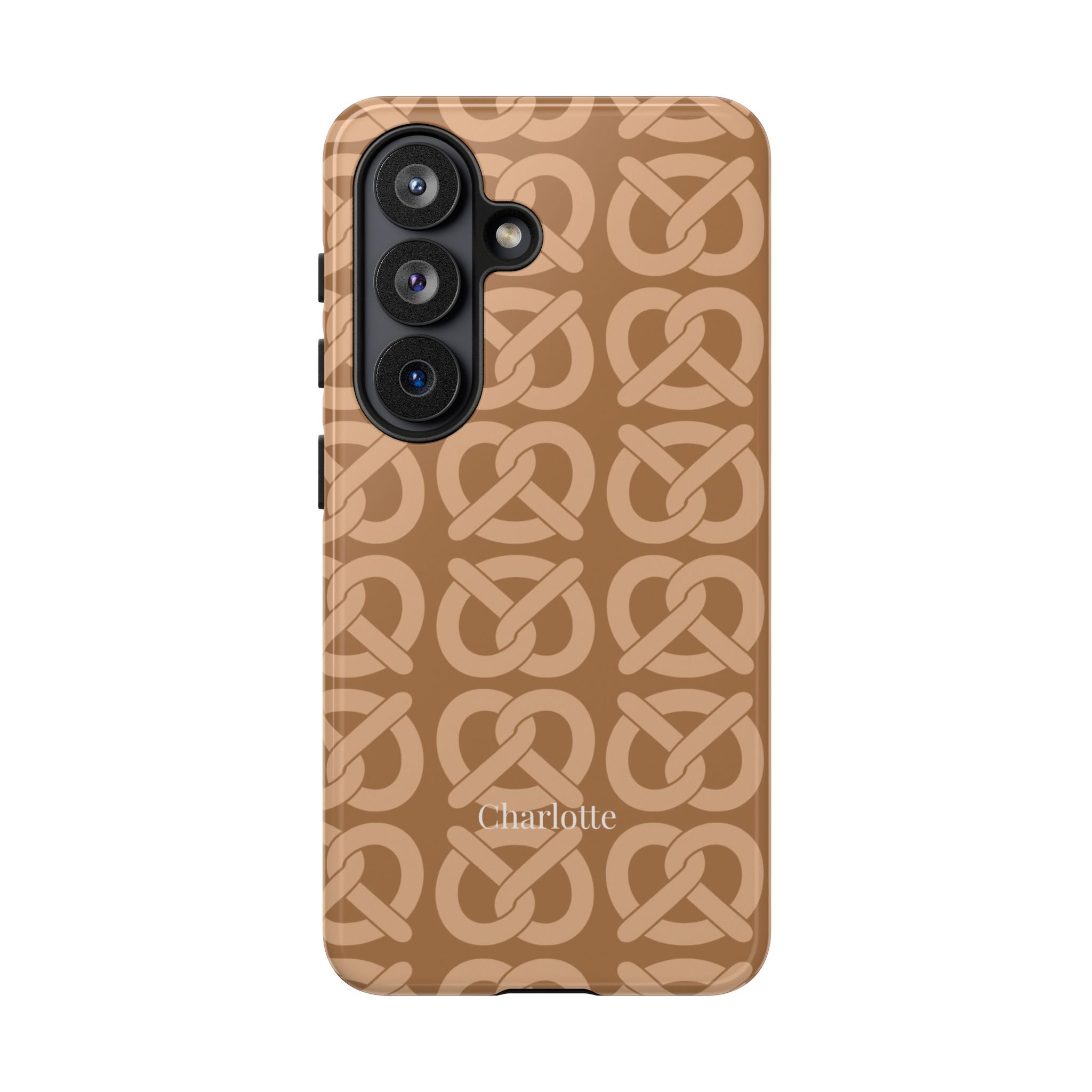 BREZN MONOGRAMM COGNAC – Personalisierte Handyhülle mit Dual-Layer-Schutz