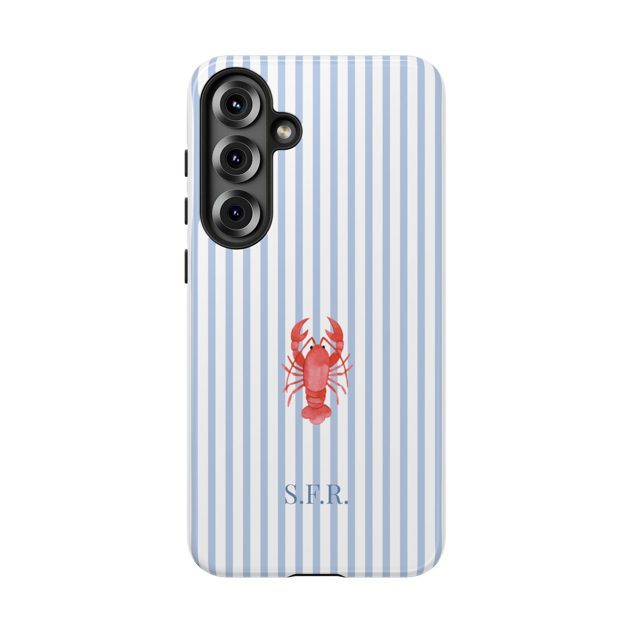 LOBSTER LIGHT BLUE STRIPES – Personalisierte Handyhülle mit Dual-Layer-Schutz