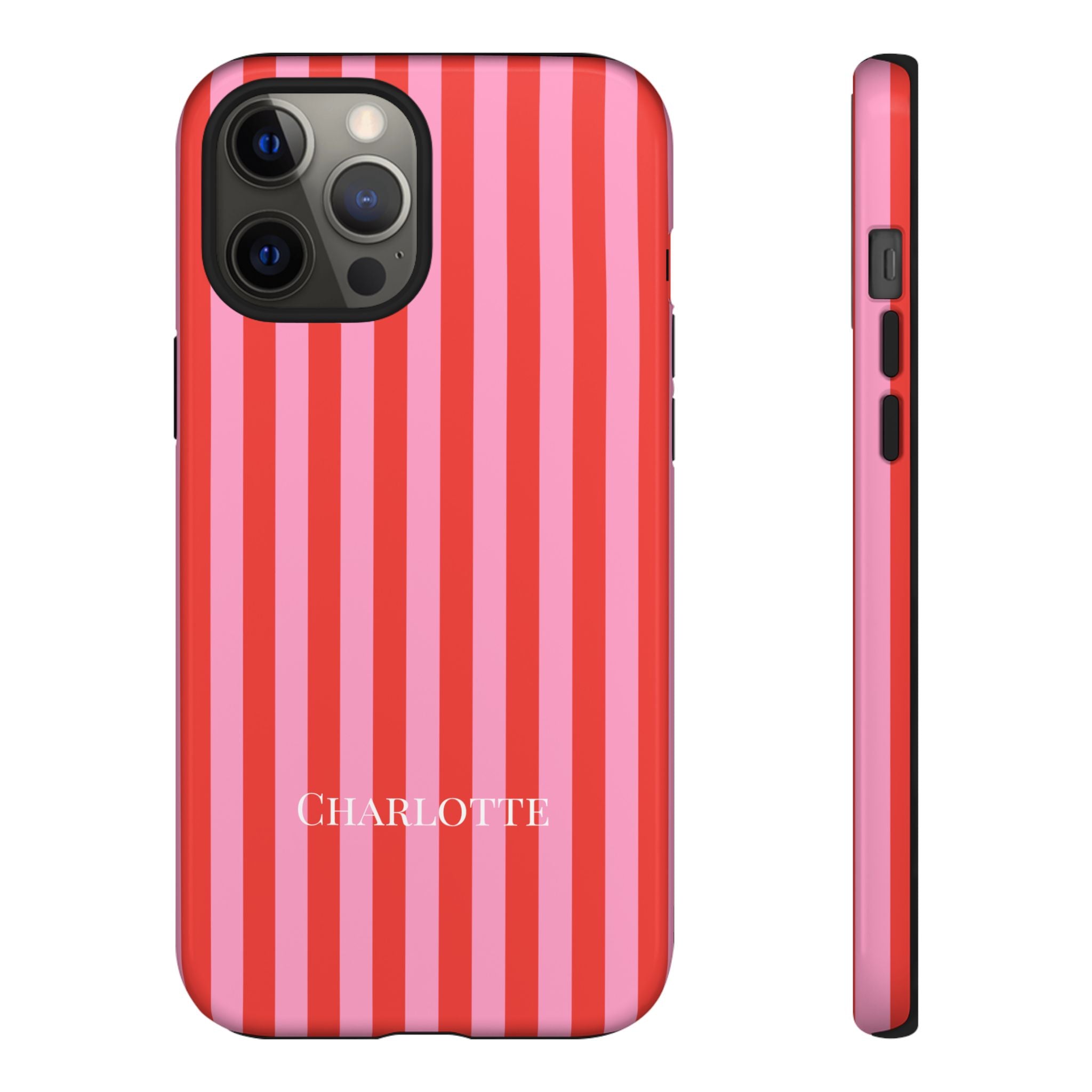 PINK STRIPES – Personalisierte Handyhülle mit Dual-Layer-Schutz
