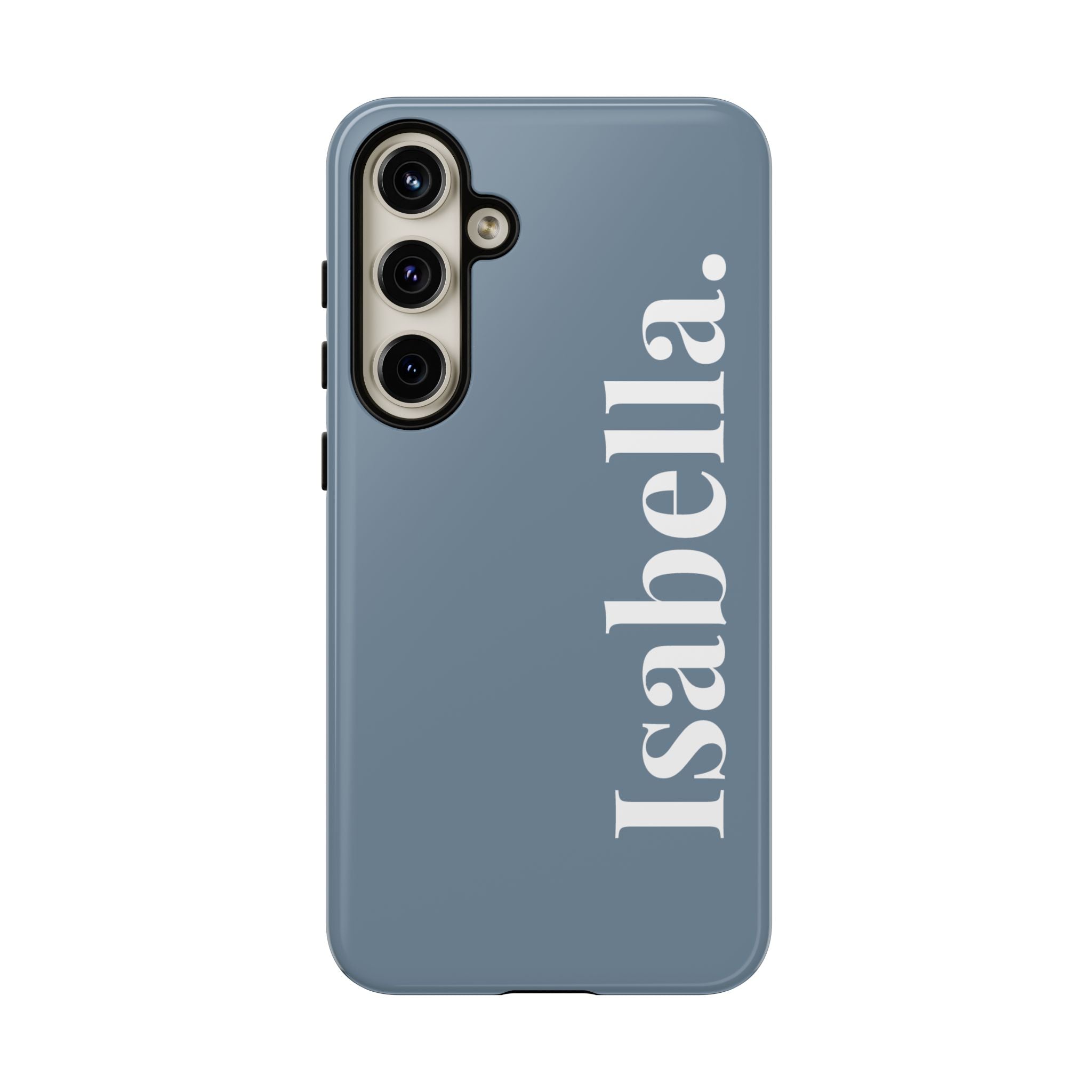 DUSTY BLUE BOLD NAME – Personalisierte Handyhülle mit Dual-Layer-Schutz