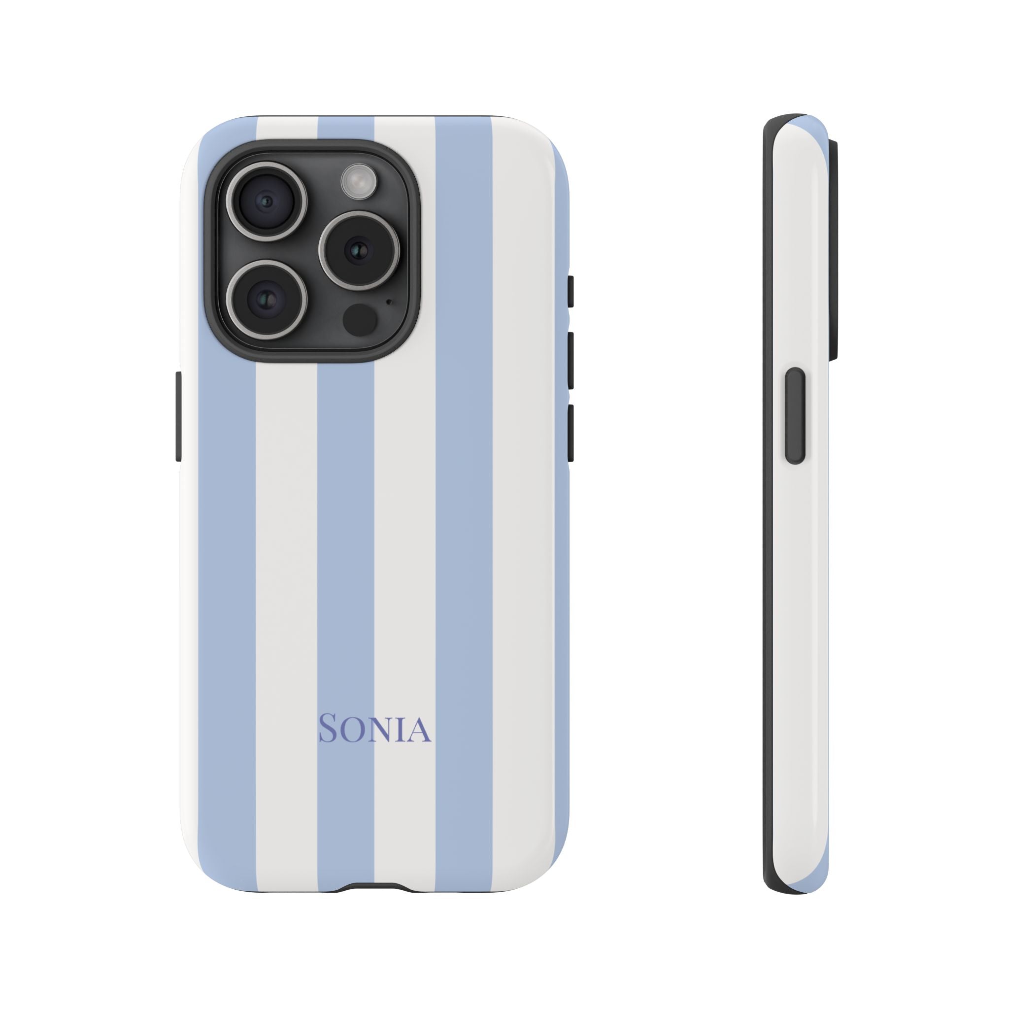 LIGHT BLUE STRIPES – Personalisierte Handyhülle mit Dual-Layer-Schutz