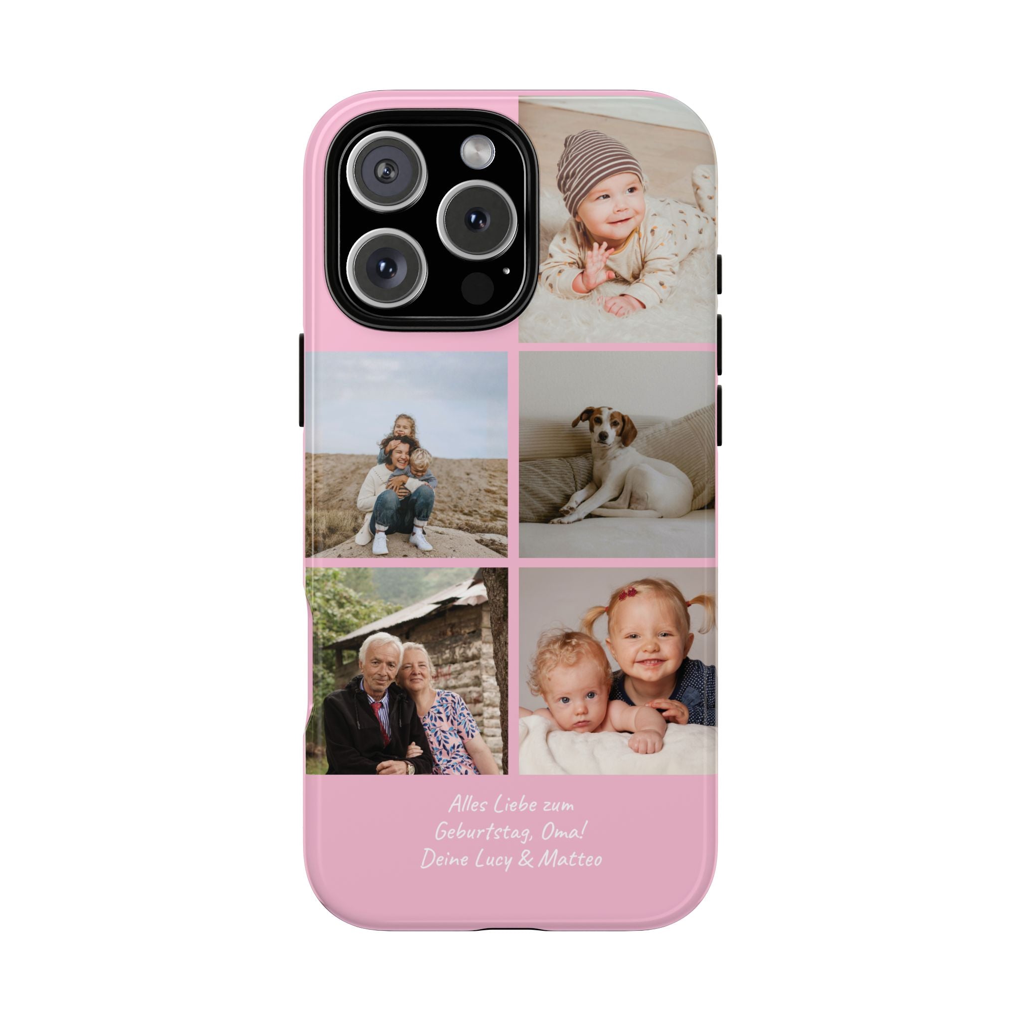 PINK PHOTO COLLAGE – Personalisierte Foto Handyhülle mit Dual-Layer-Schutz