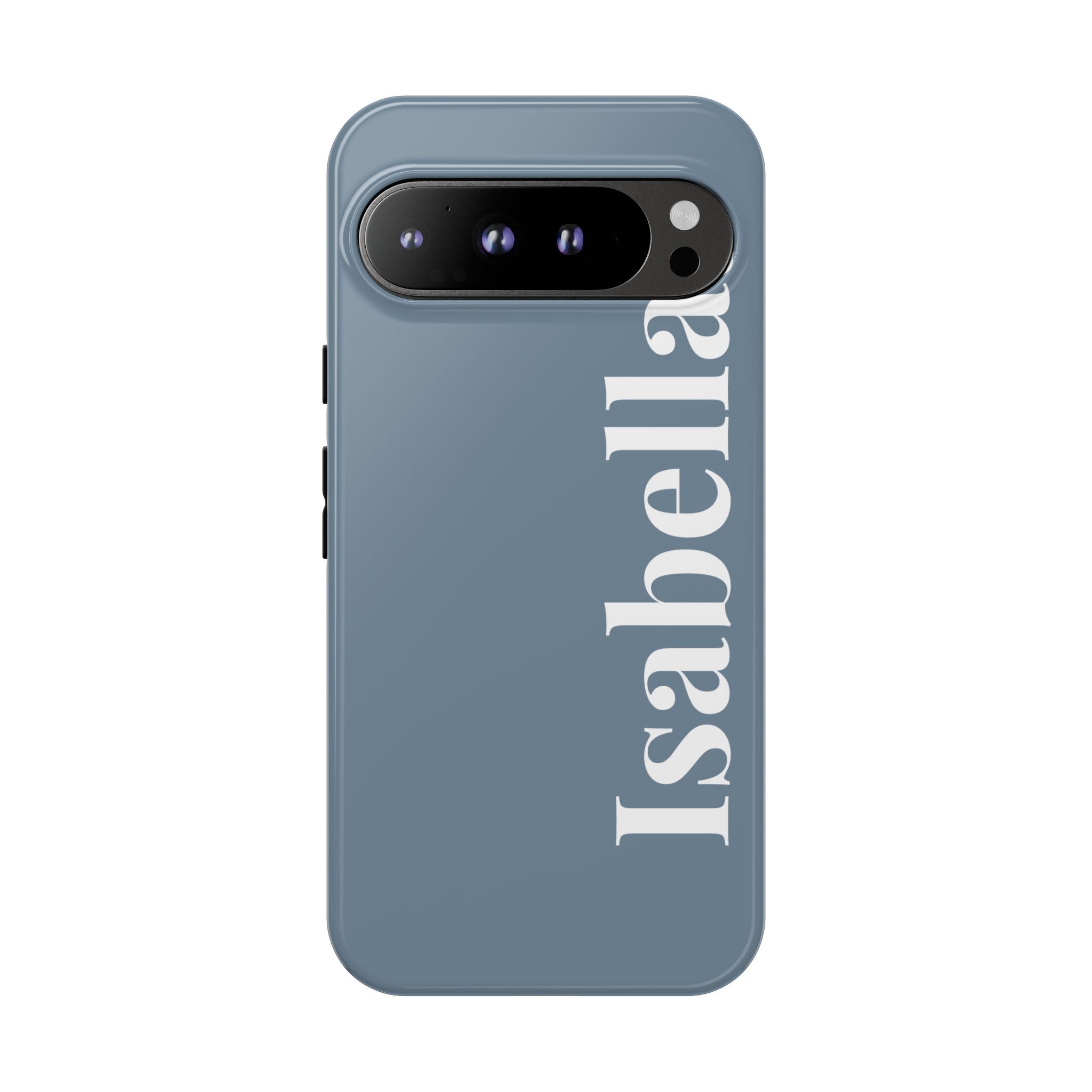 DUSTY BLUE BOLD NAME – Personalisierte Handyhülle mit Dual-Layer-Schutz