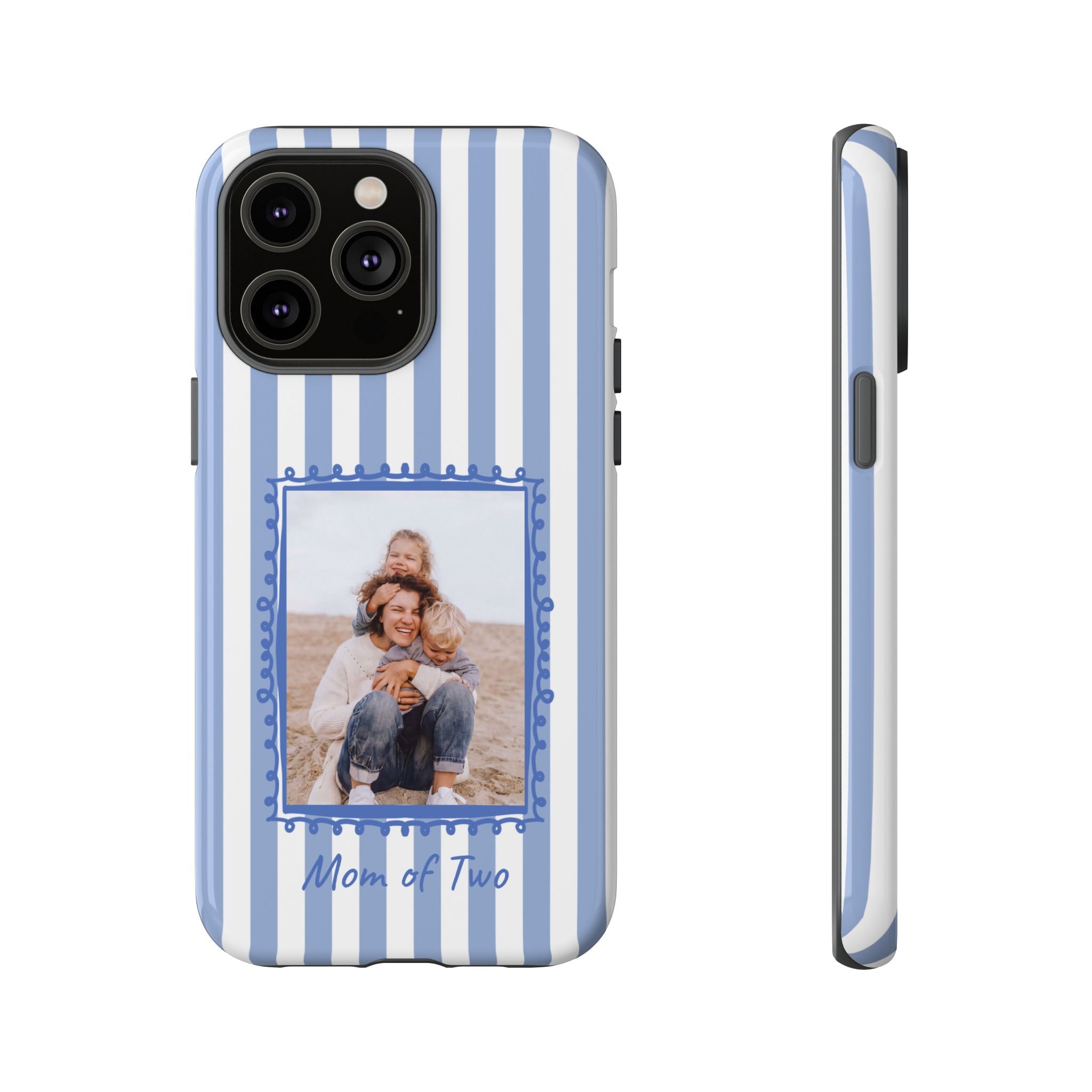 BLUE STRIPES PHOTO FRAME – Personalisierte Foto Handyhülle mit Dual-Layer-Schutz