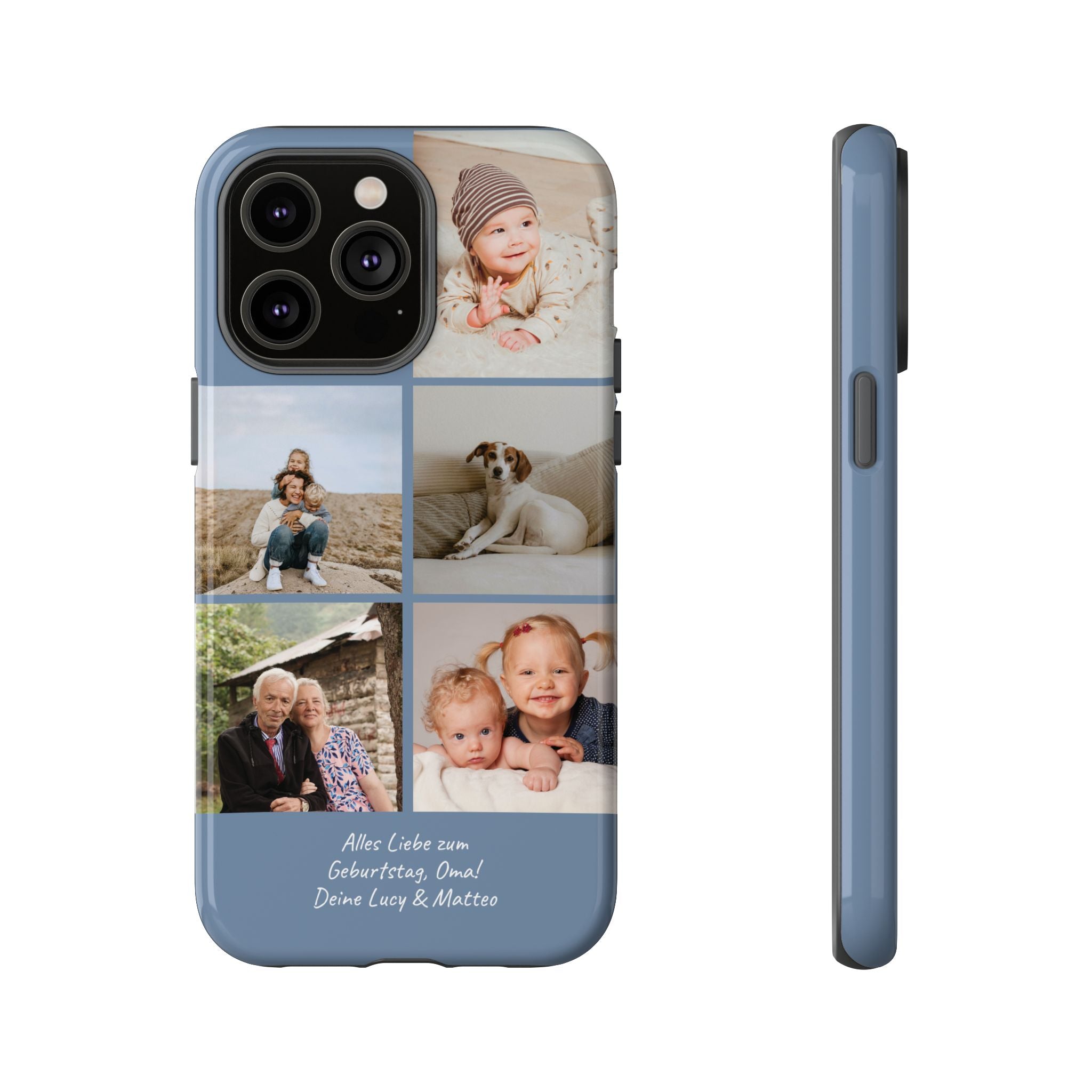 DUSTY BLUE COLLAGE – Personalisierte Foto Handyhülle mit Dual-Layer-Schutz