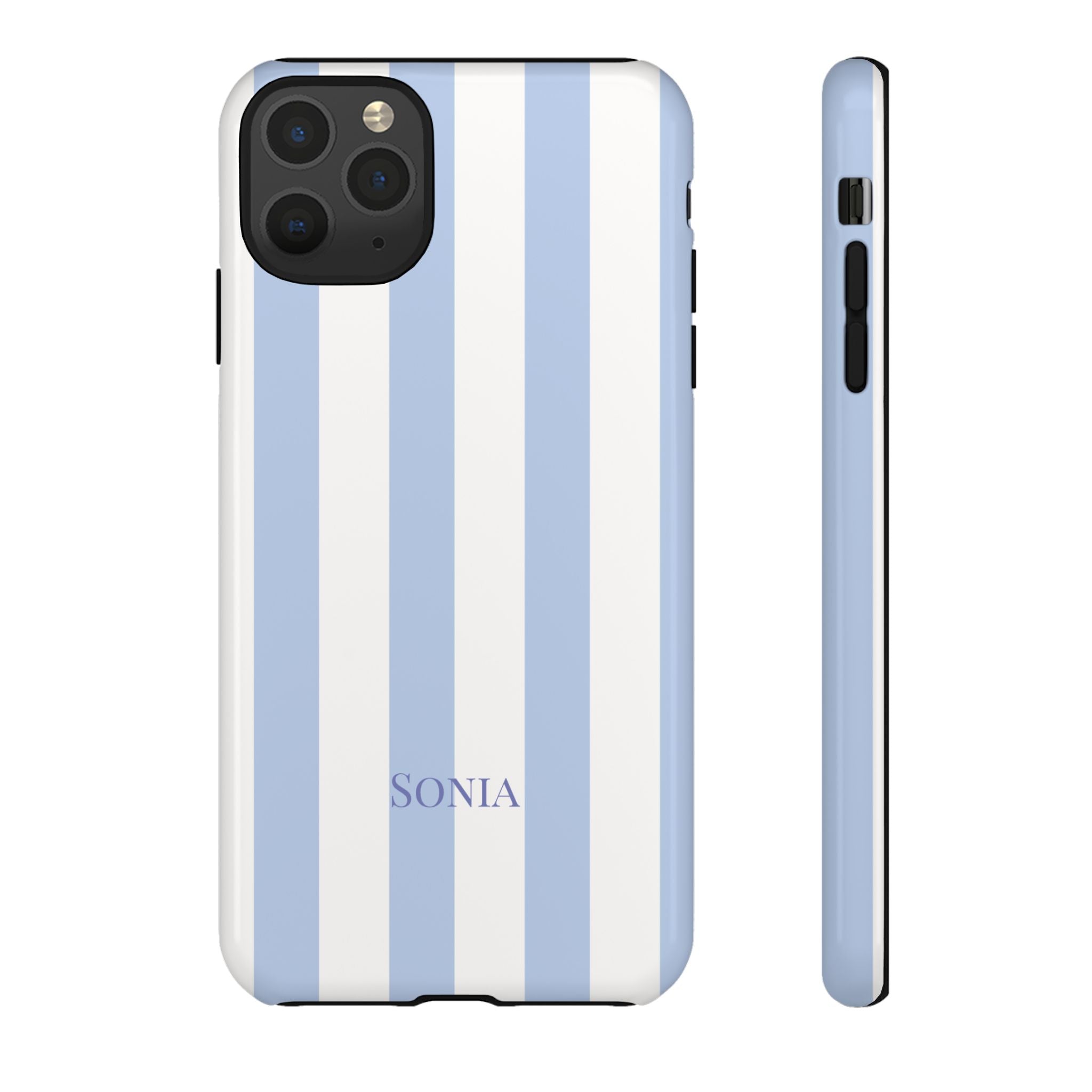 LIGHT BLUE STRIPES – Personalisierte Handyhülle mit Dual-Layer-Schutz