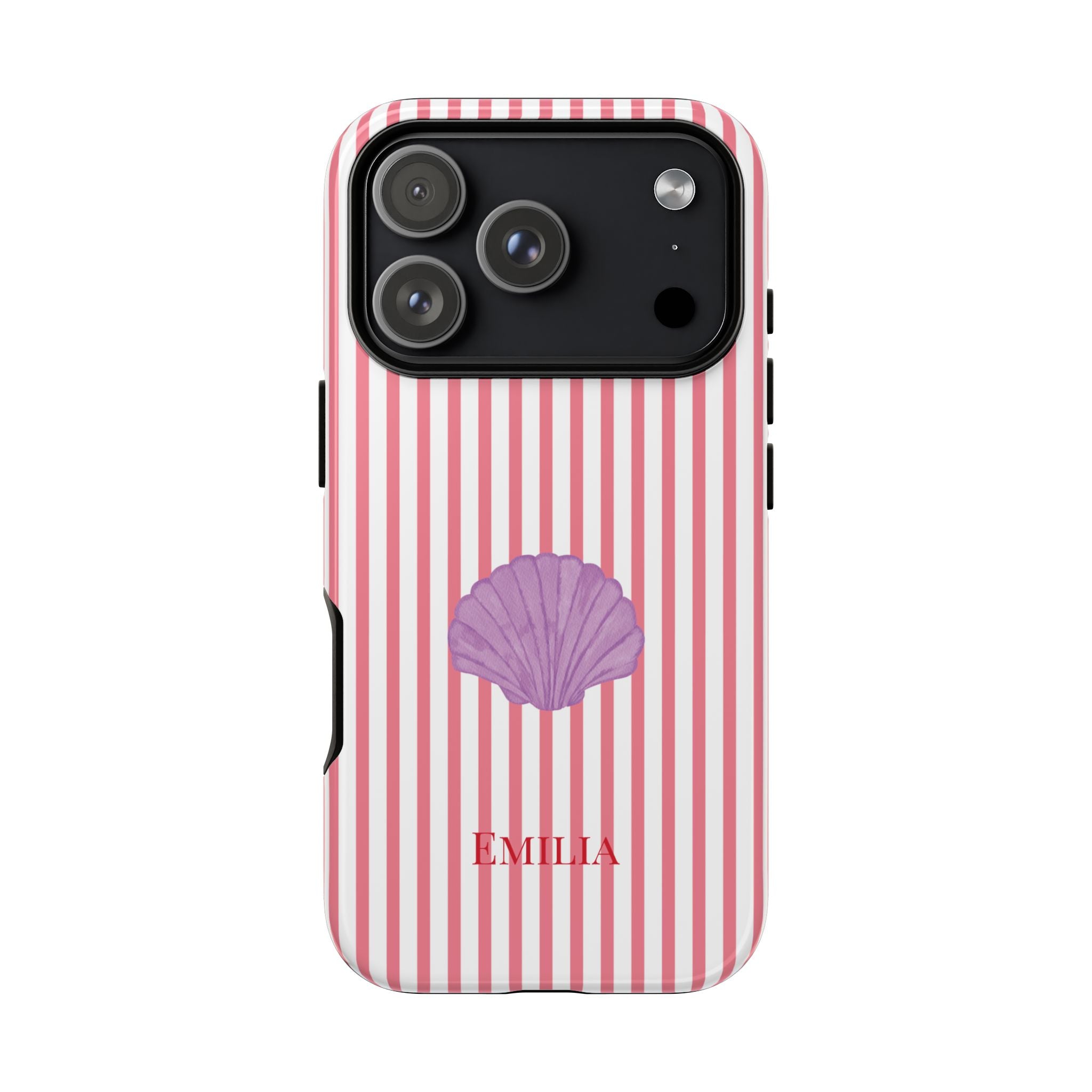 SHELL PINK STRIPES – Personalisierte Handyhülle mit Dual-Layer-Schutz