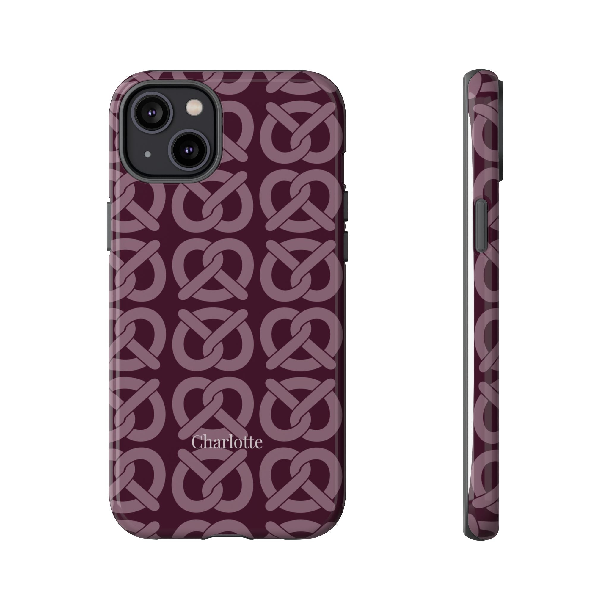 BREZN MONOGRAMM AUBERGINE – Personalisierte Handyhülle mit Dual-Layer-Schutz