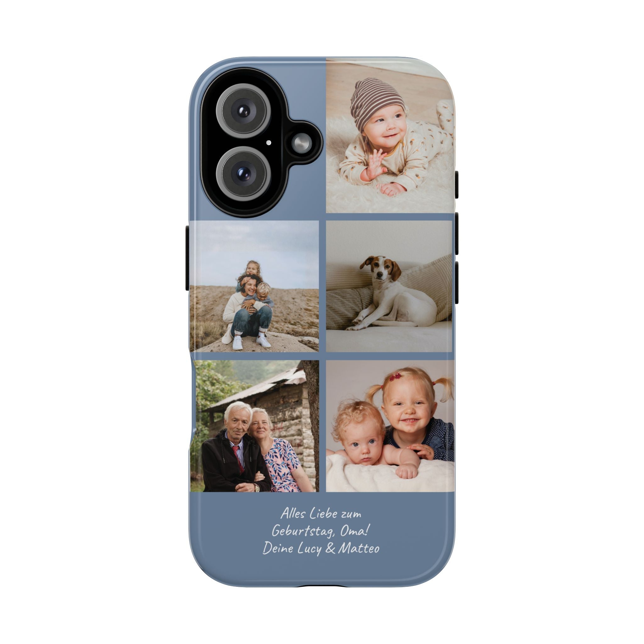 DUSTY BLUE COLLAGE – Personalisierte Foto Handyhülle mit Dual-Layer-Schutz