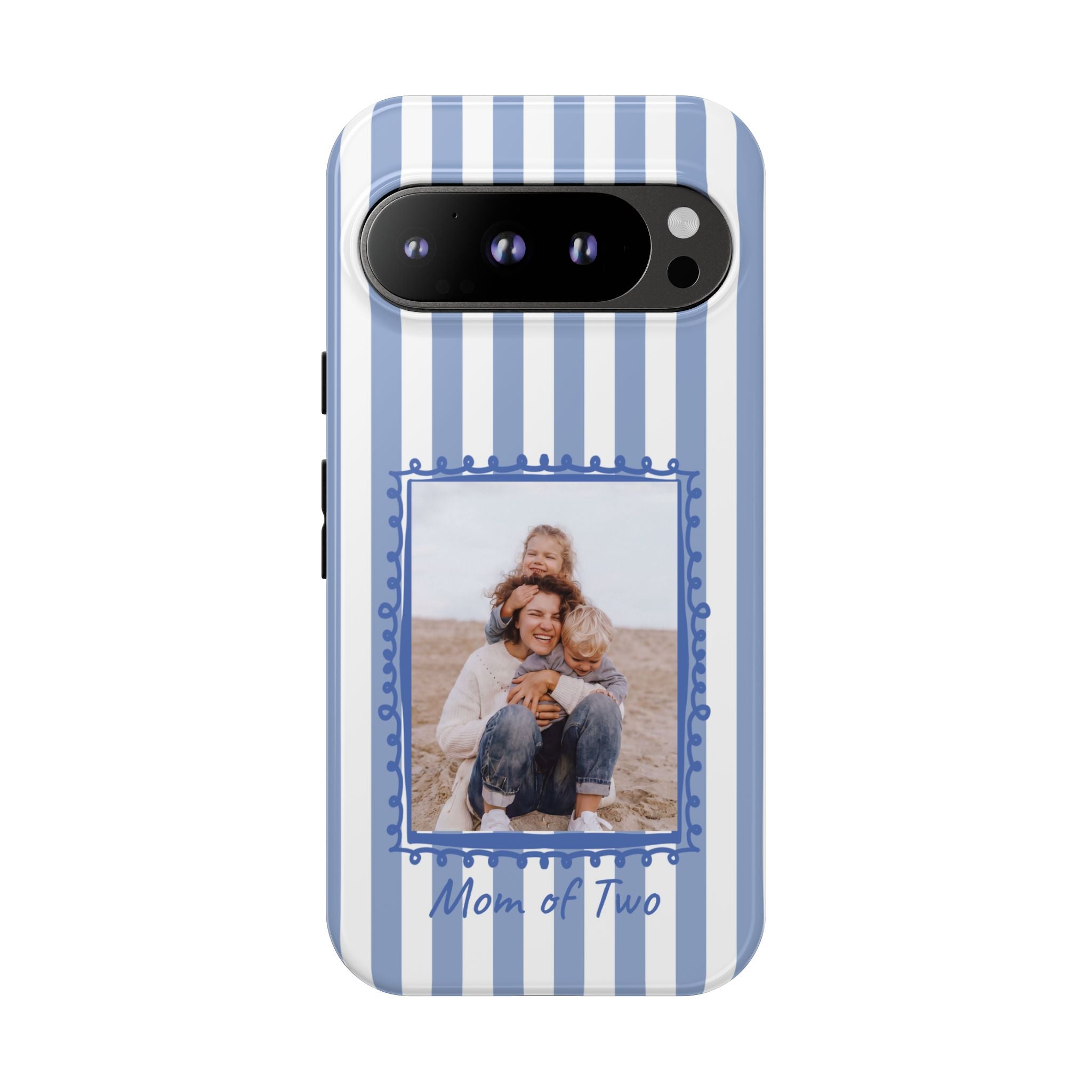 BLUE STRIPES PHOTO FRAME – Personalisierte Foto Handyhülle mit Dual-Layer-Schutz