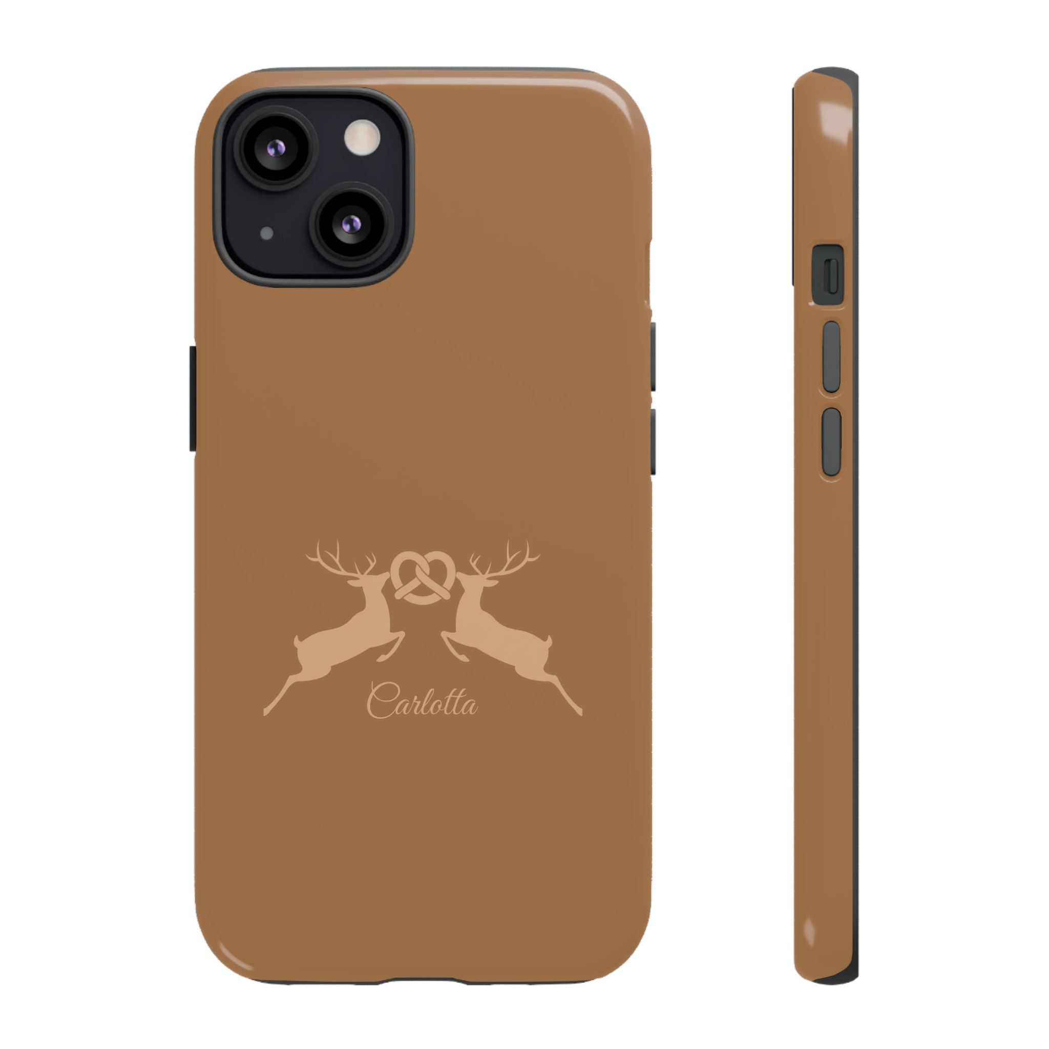 HIRSCH COGNAC– Personalisierte Handyhülle mit Dual-Layer-Schutz