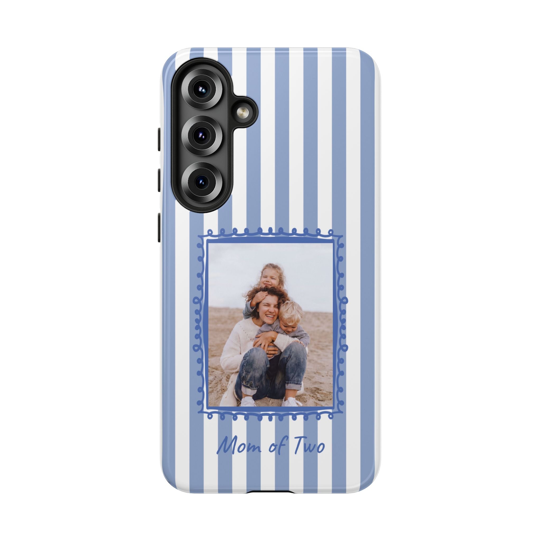 BLUE STRIPES PHOTO FRAME – Personalisierte Foto Handyhülle mit Dual-Layer-Schutz