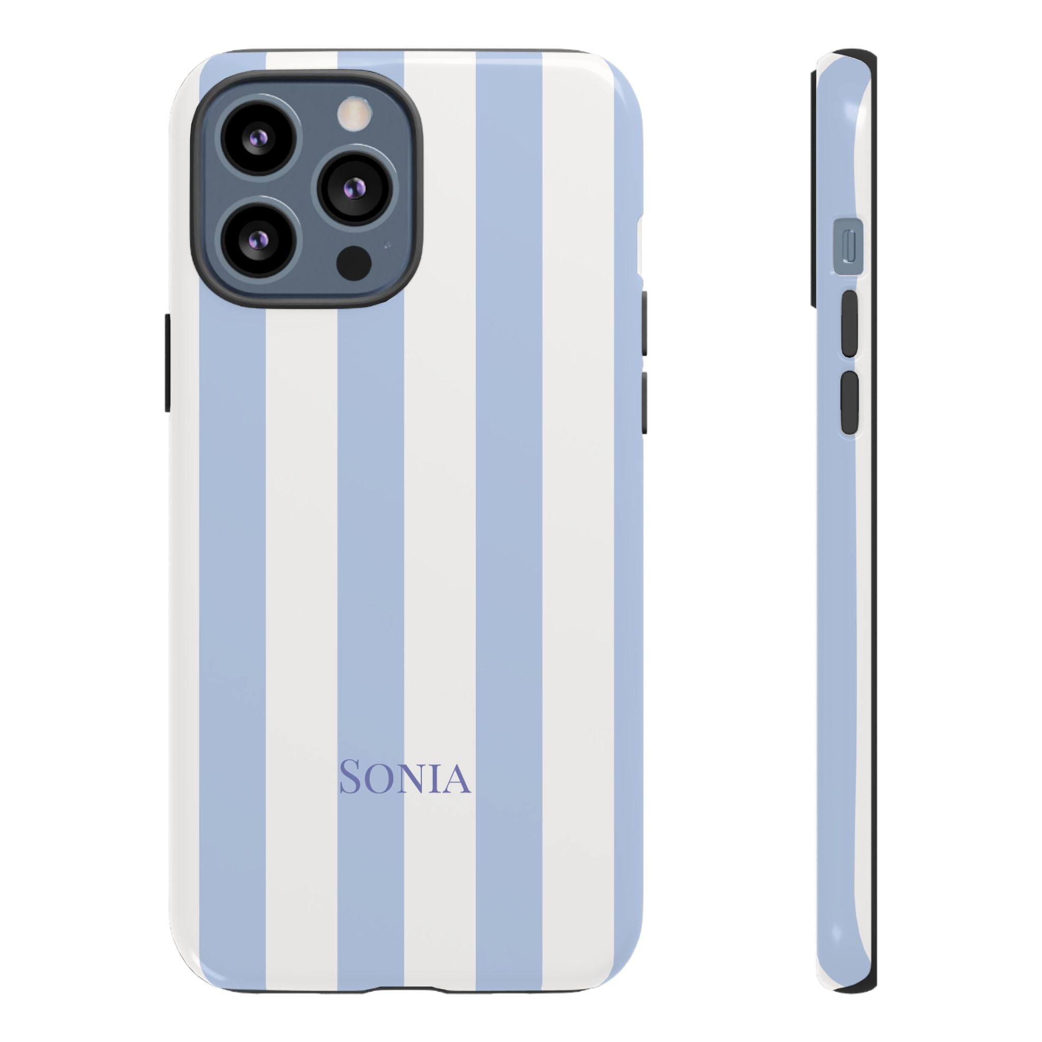LIGHT BLUE STRIPES – Personalisierte Handyhülle mit Dual-Layer-Schutz