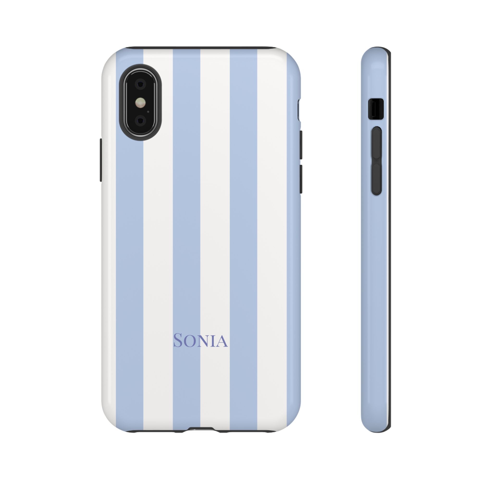 LIGHT BLUE STRIPES – Personalisierte Handyhülle mit Dual-Layer-Schutz