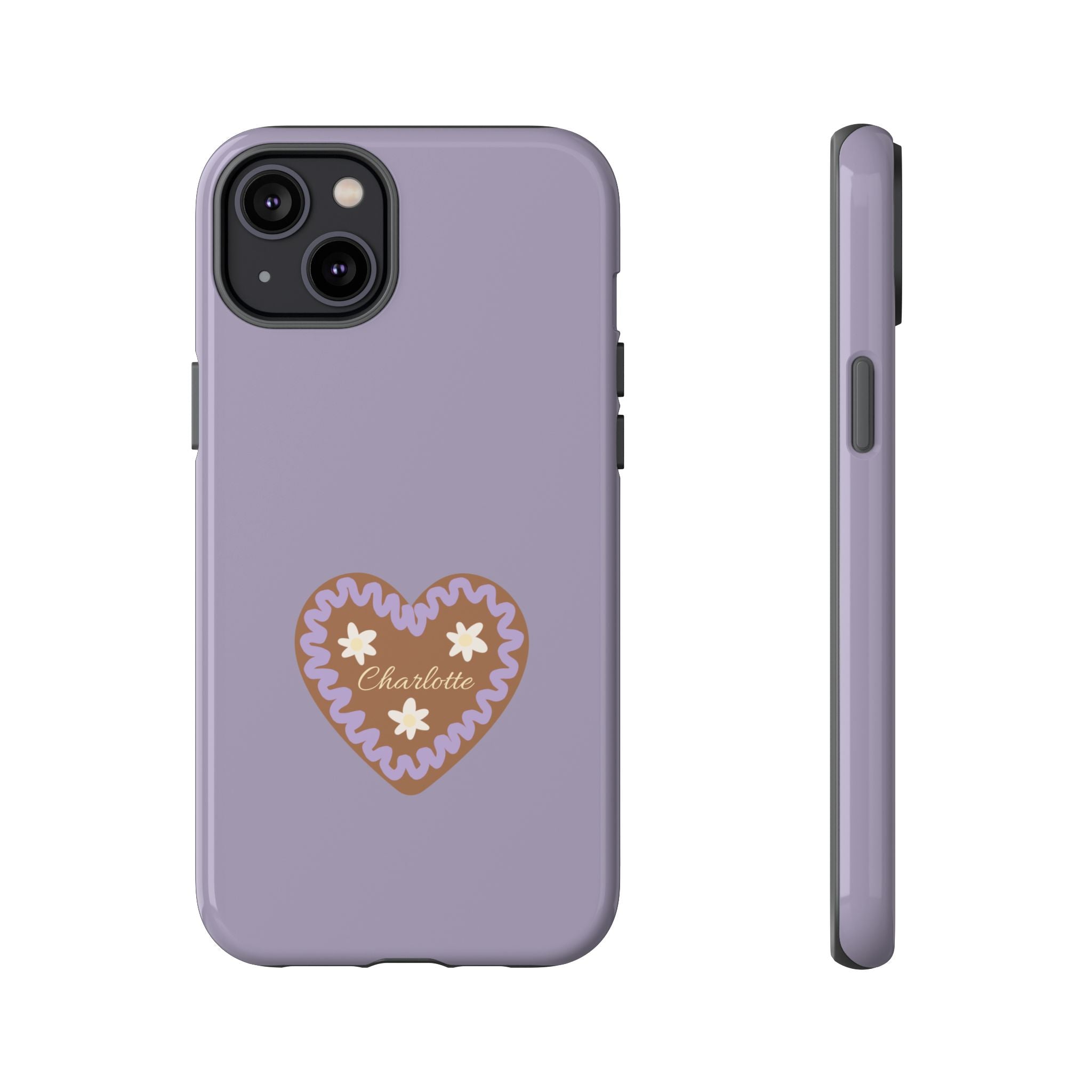 WIESNHERZ LAVENDEL – Personalisierte Handyhülle mit Dual-Layer-Schutz