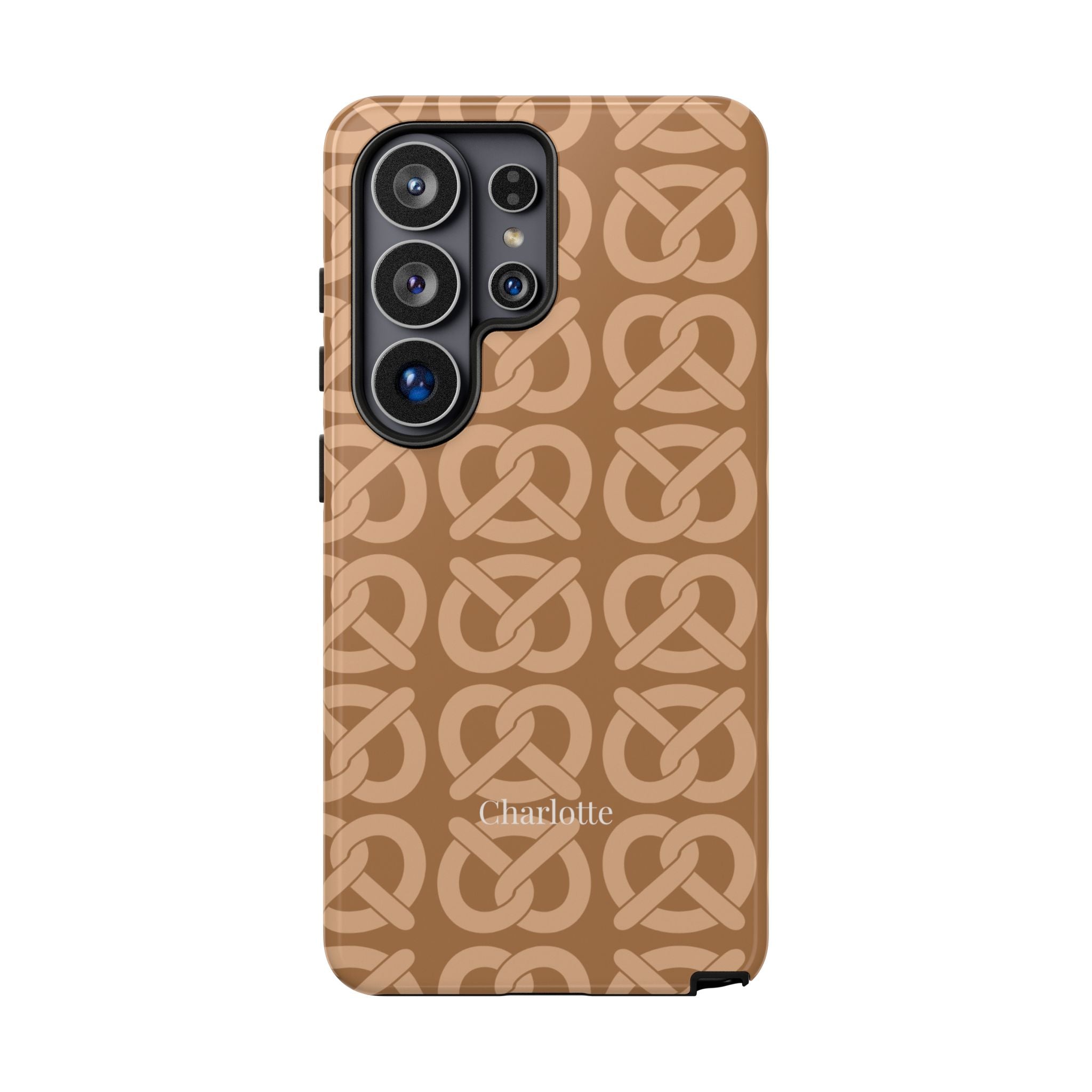 BREZN MONOGRAMM COGNAC – Personalisierte Handyhülle mit Dual-Layer-Schutz