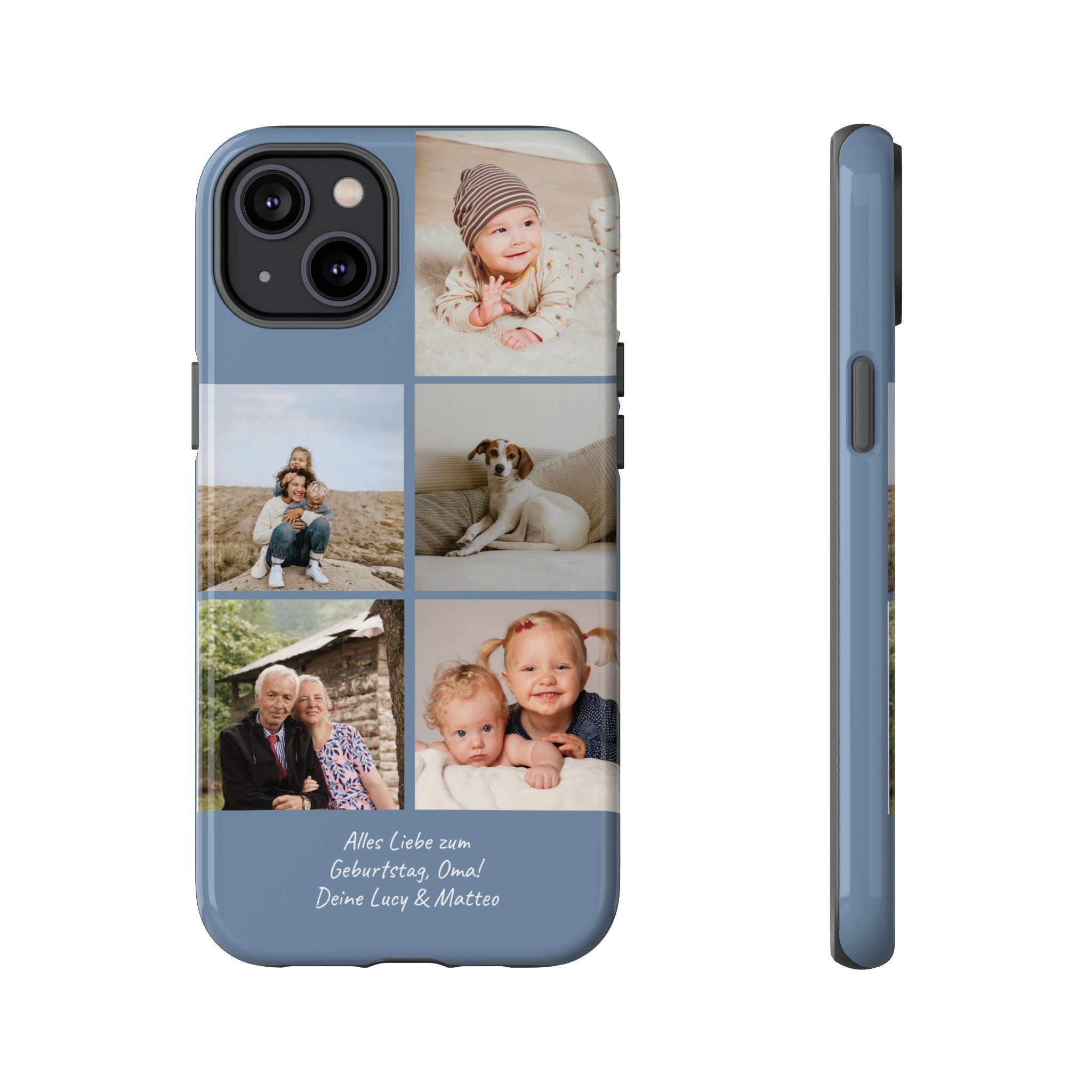 DUSTY BLUE COLLAGE – Personalisierte Foto Handyhülle mit Dual-Layer-Schutz