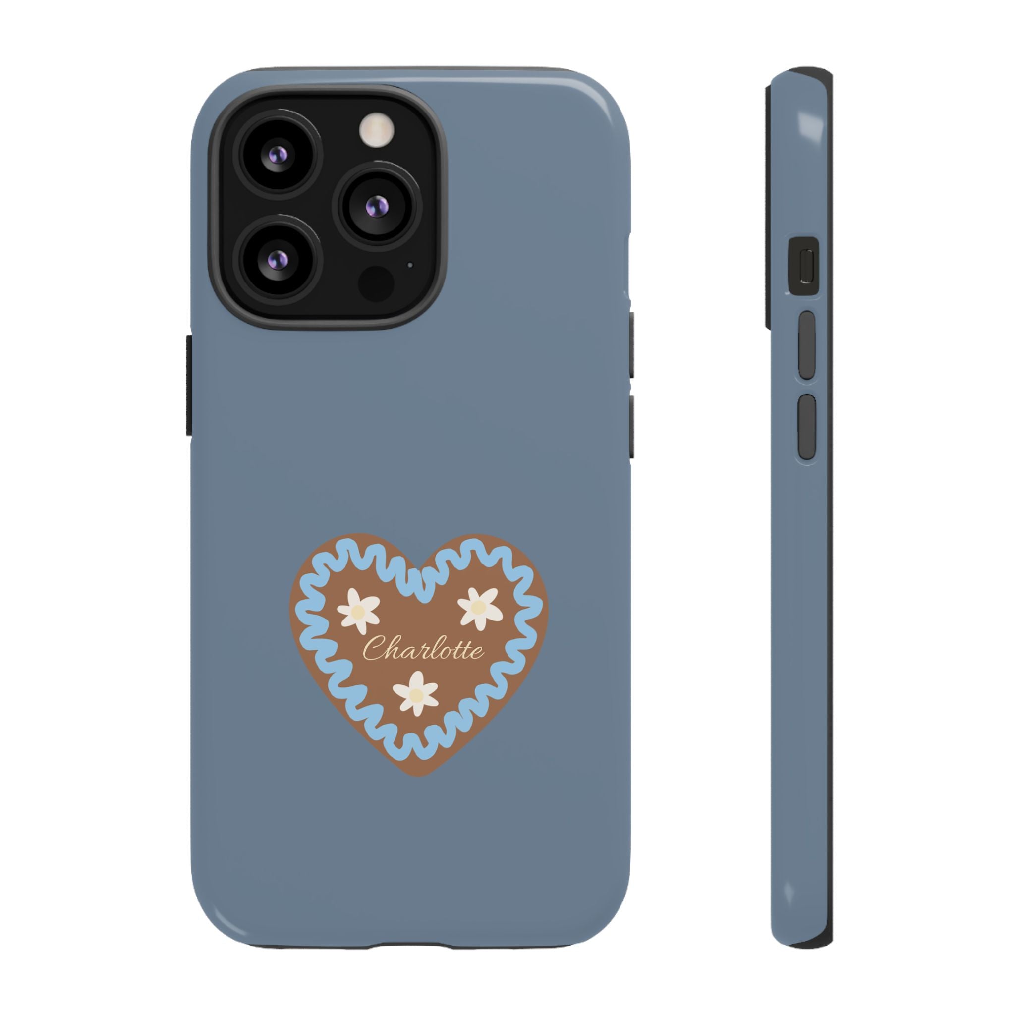 WIESNHERZ TAUBENBLAU – Personalisierte Handyhülle mit Dual-Layer-Schutz