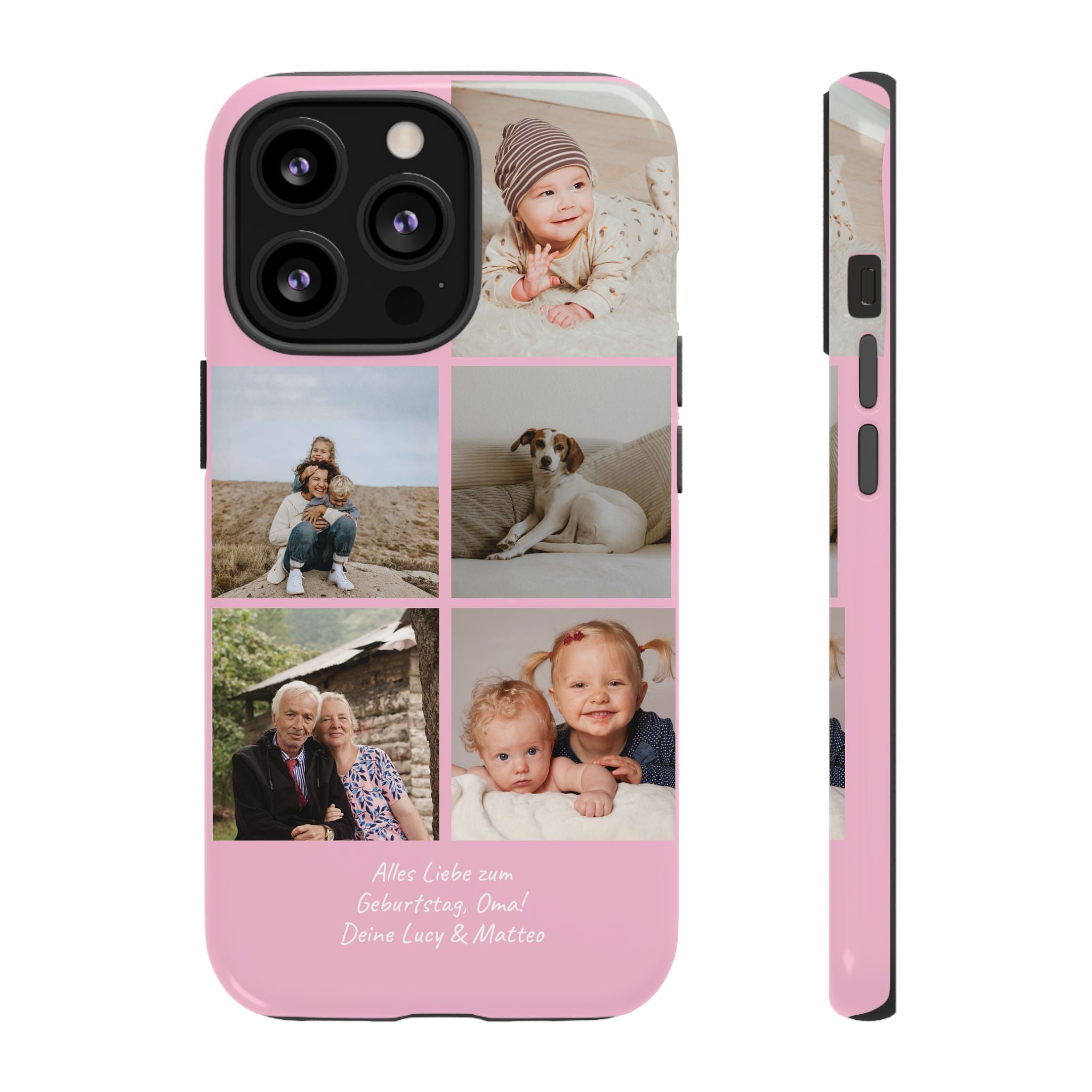 PINK PHOTO COLLAGE – Personalisierte Foto Handyhülle mit Dual-Layer-Schutz