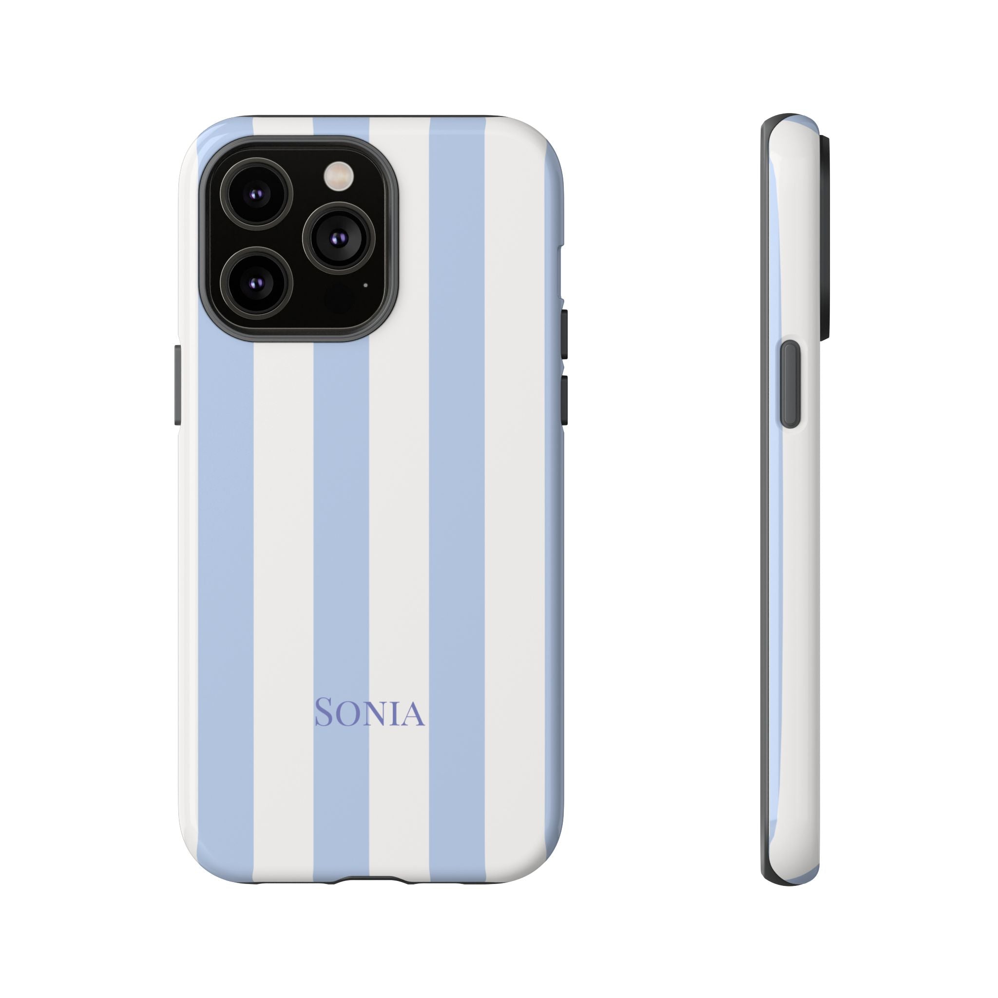 LIGHT BLUE STRIPES – Personalisierte Handyhülle mit Dual-Layer-Schutz