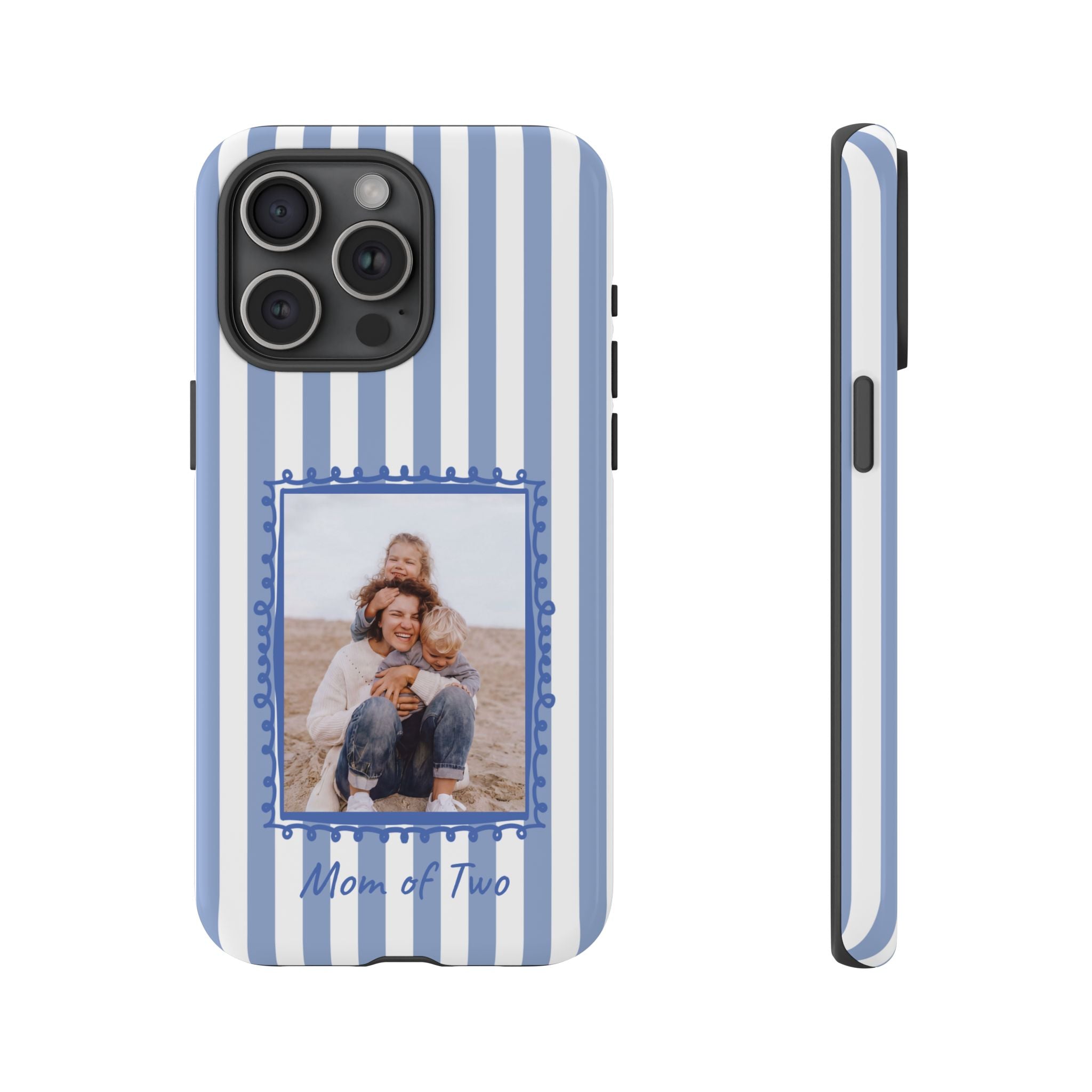 BLUE STRIPES PHOTO FRAME – Personalisierte Foto Handyhülle mit Dual-Layer-Schutz