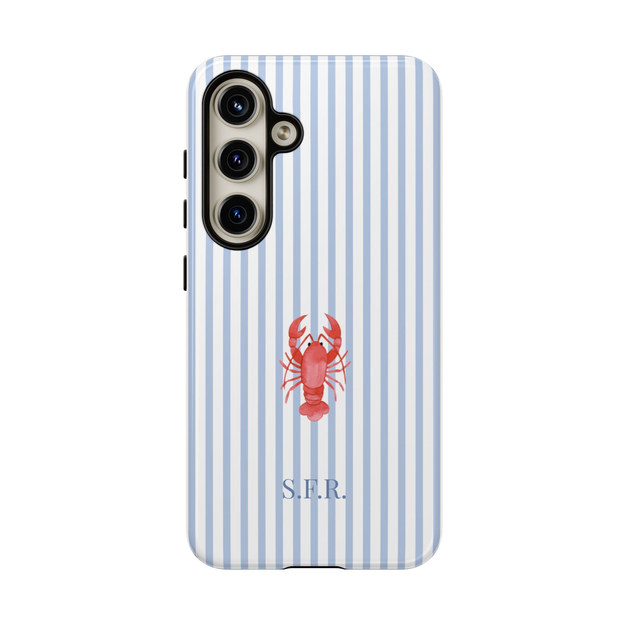 LOBSTER LIGHT BLUE STRIPES – Personalisierte Handyhülle mit Dual-Layer-Schutz