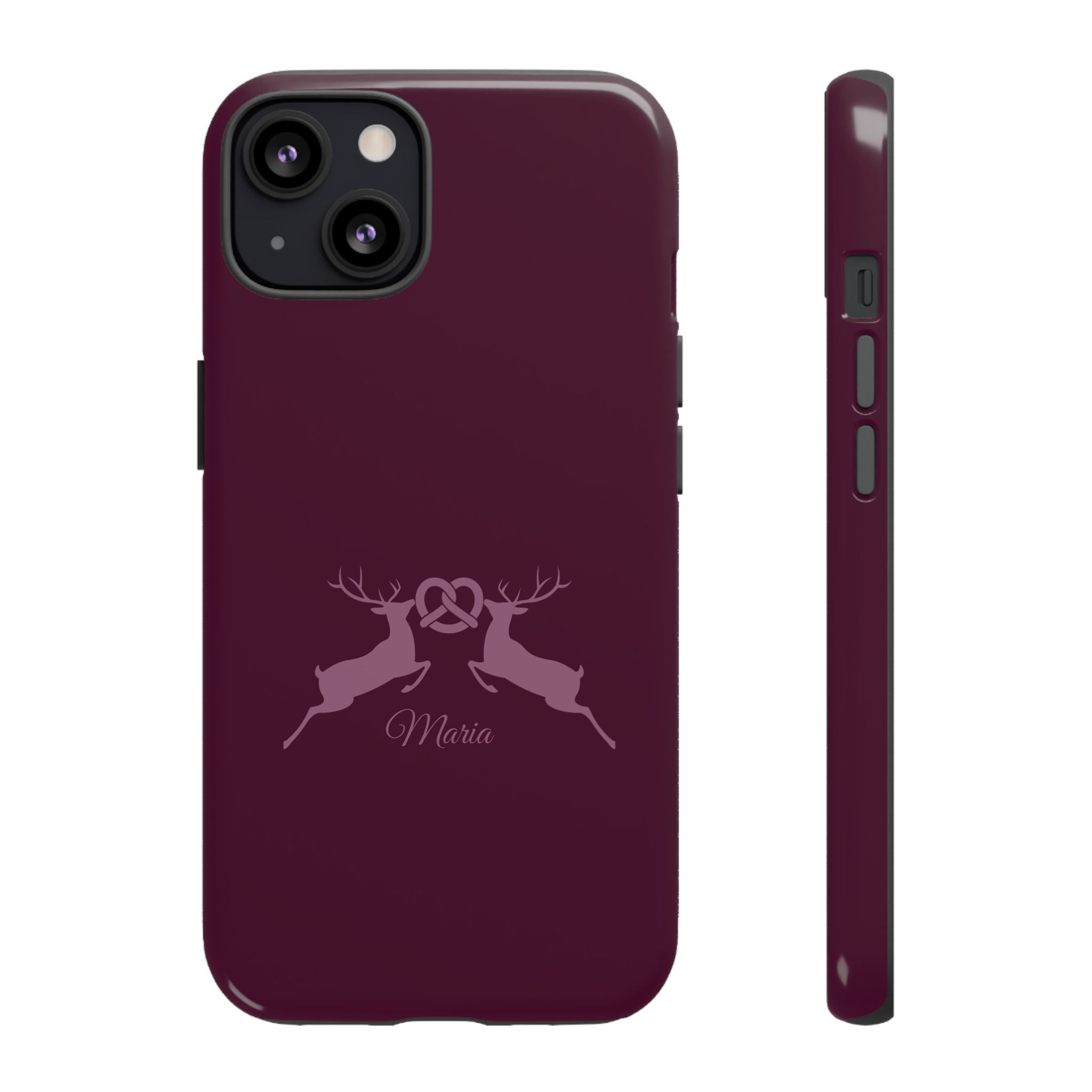 HIRSCH AUBERGINE – Personalisierte Handyhülle mit Dual-Layer-Schutz