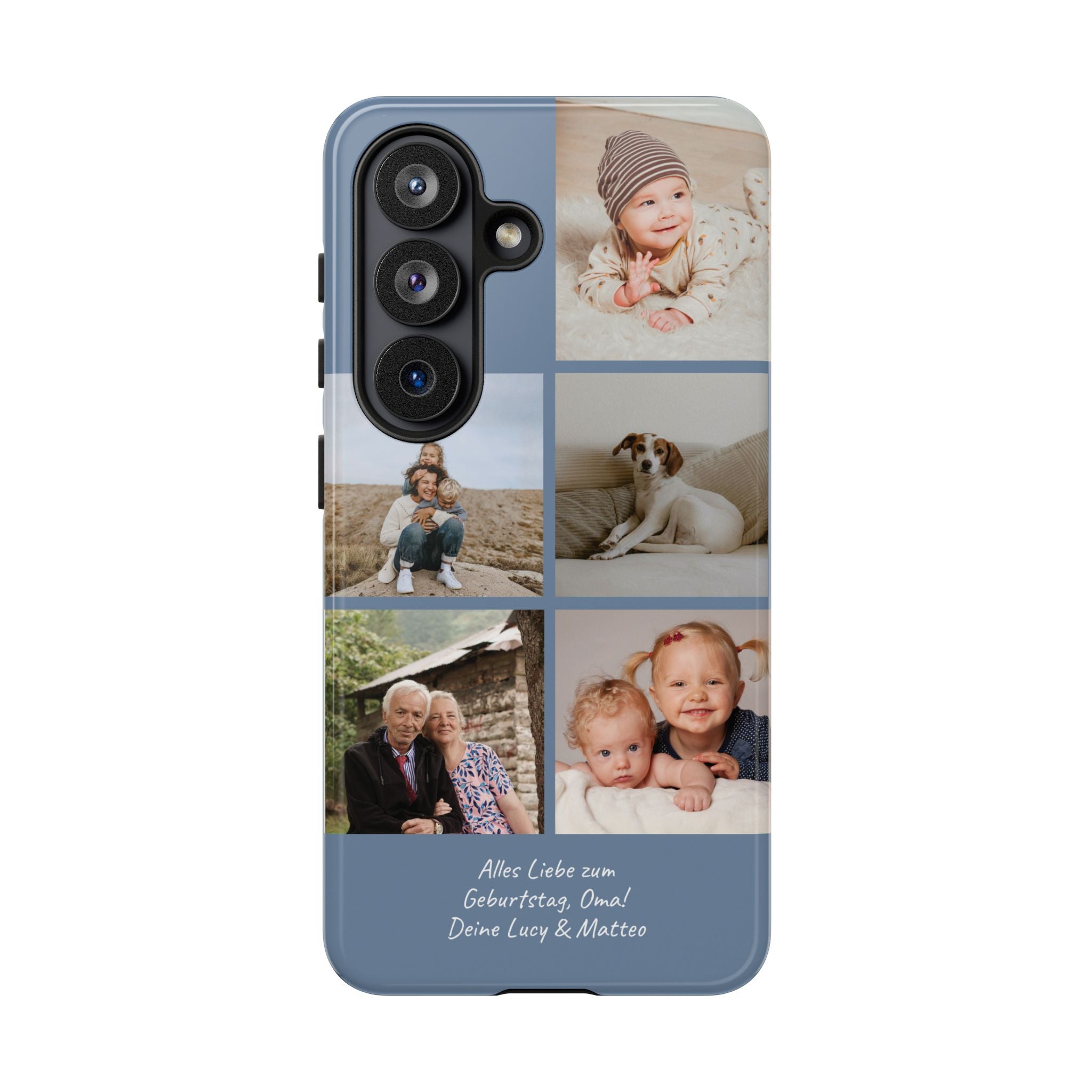 DUSTY BLUE COLLAGE – Personalisierte Foto Handyhülle mit Dual-Layer-Schutz