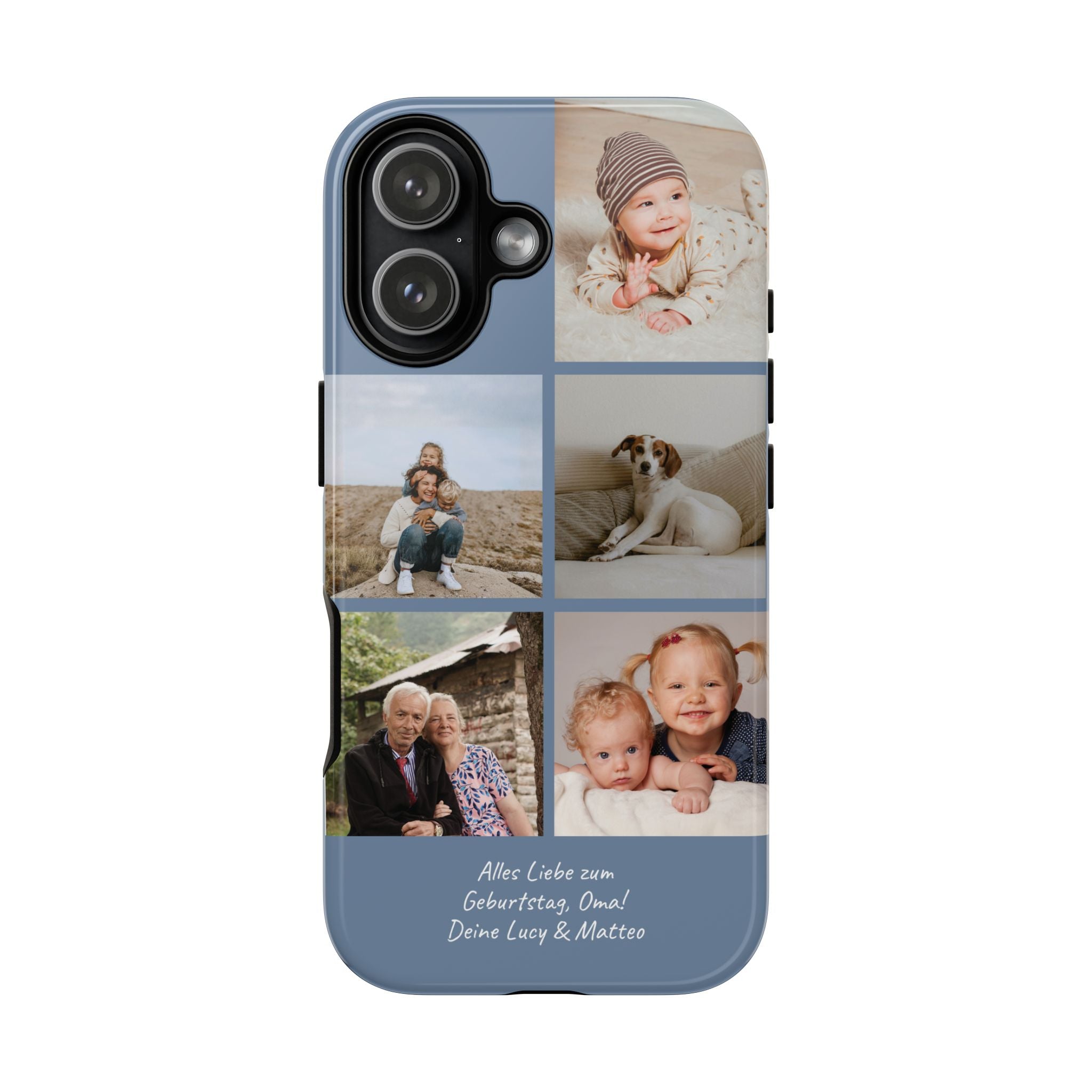 DUSTY BLUE COLLAGE – Personalisierte Foto Handyhülle mit Dual-Layer-Schutz