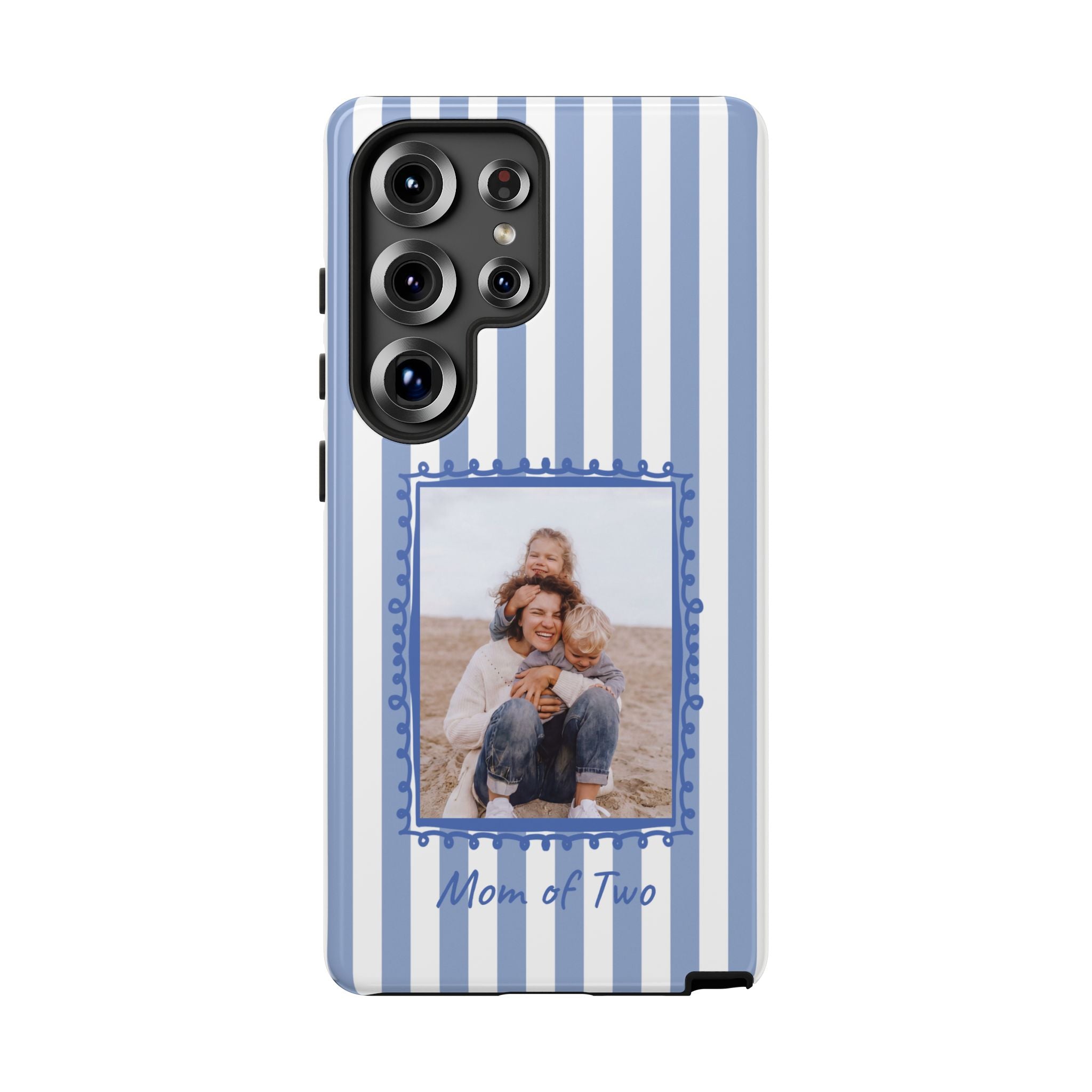 BLUE STRIPES PHOTO FRAME – Personalisierte Foto Handyhülle mit Dual-Layer-Schutz