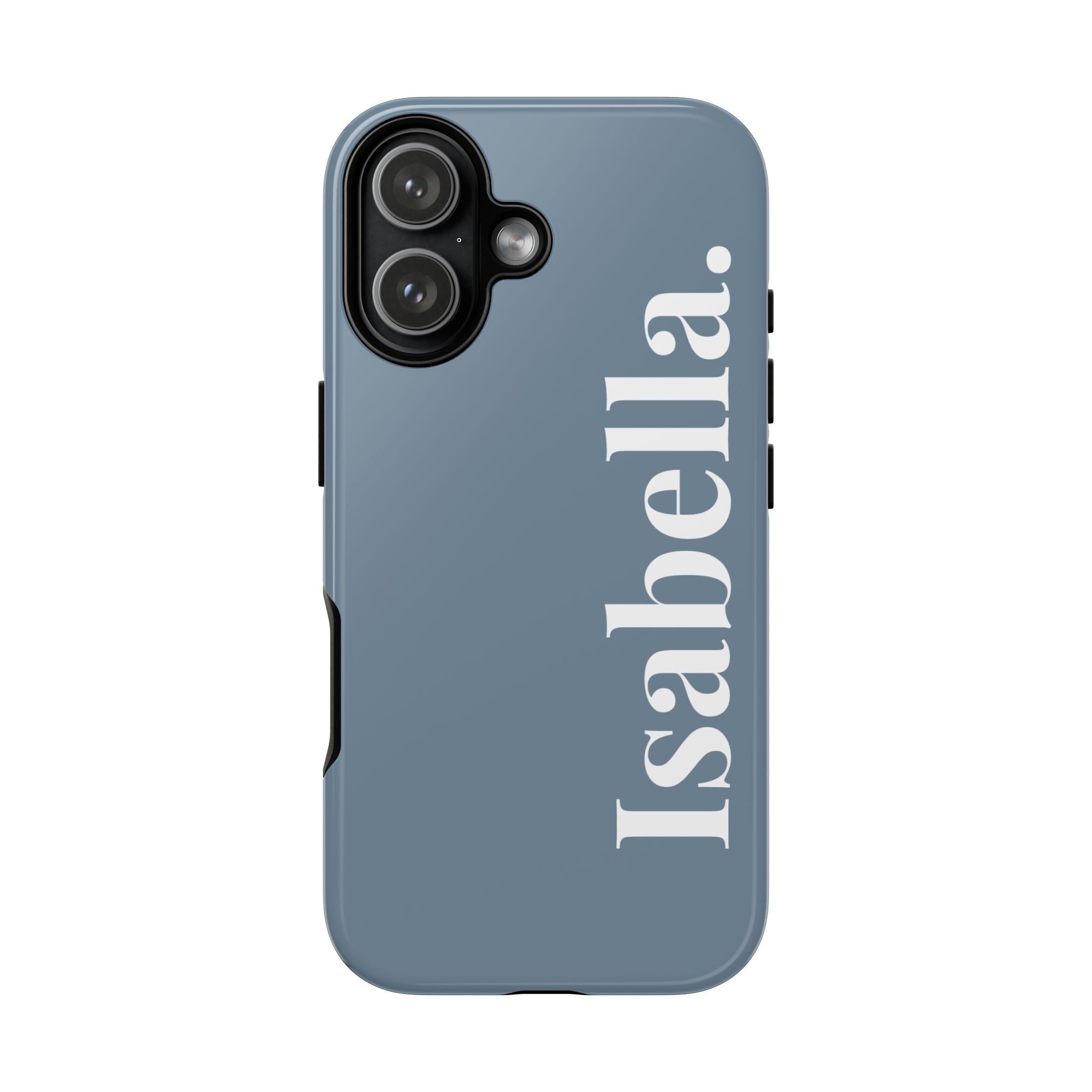 DUSTY BLUE BOLD NAME – Personalisierte Handyhülle mit Dual-Layer-Schutz